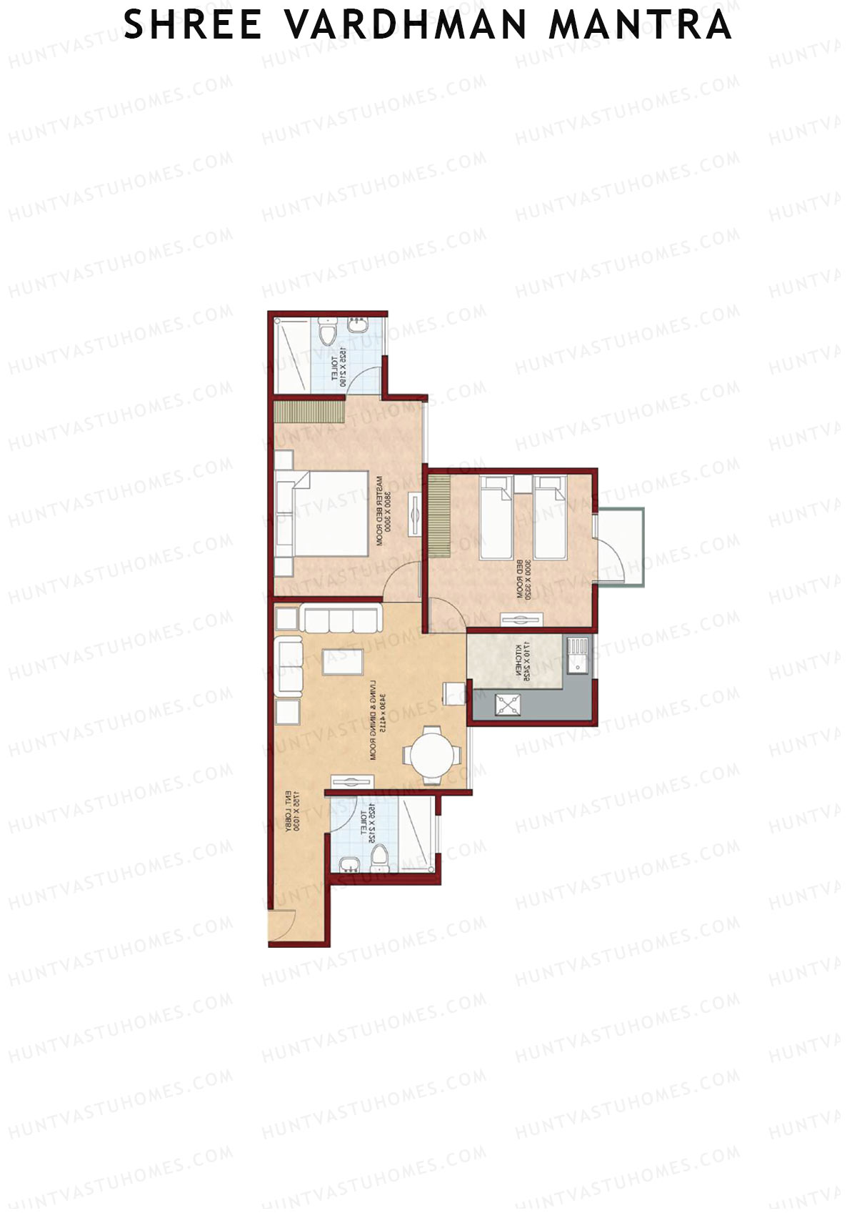 Shree Vardhman Mantra Block A Unit 3 (Type C1) Floor Plan