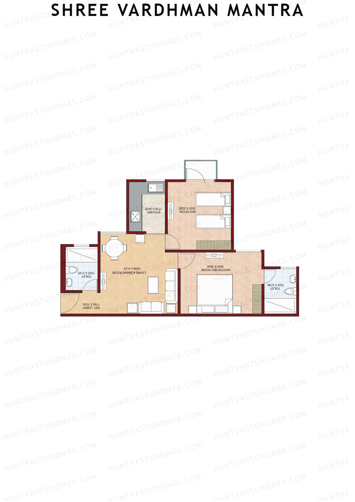 Shree Vardhman Mantra Block B Unit 2 (Type C) Floor Plan