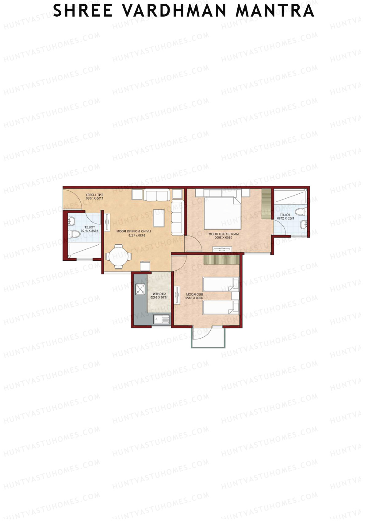 Shree Vardhman Mantra Block B Unit 3 (Type C) Floor Plan