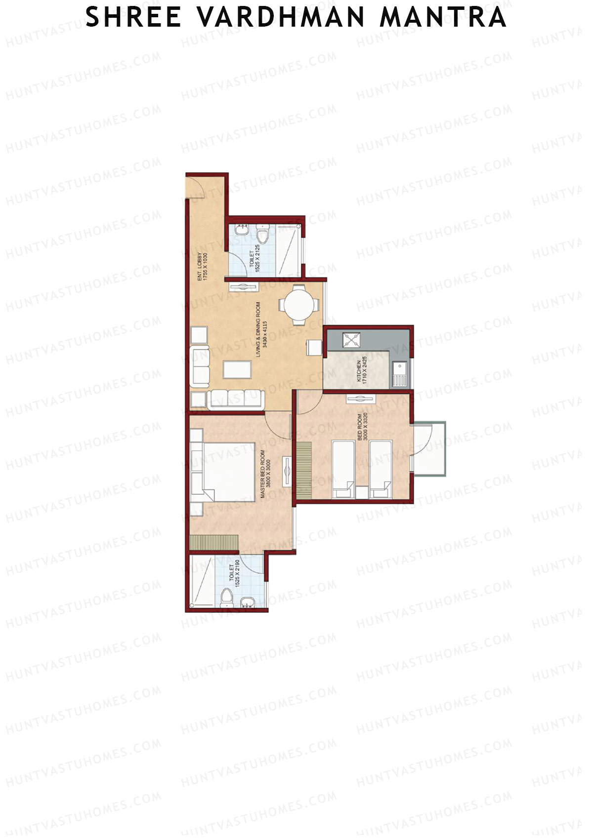Shree Vardhman Mantra Block B Unit 4 (Type C1) Floor Plan