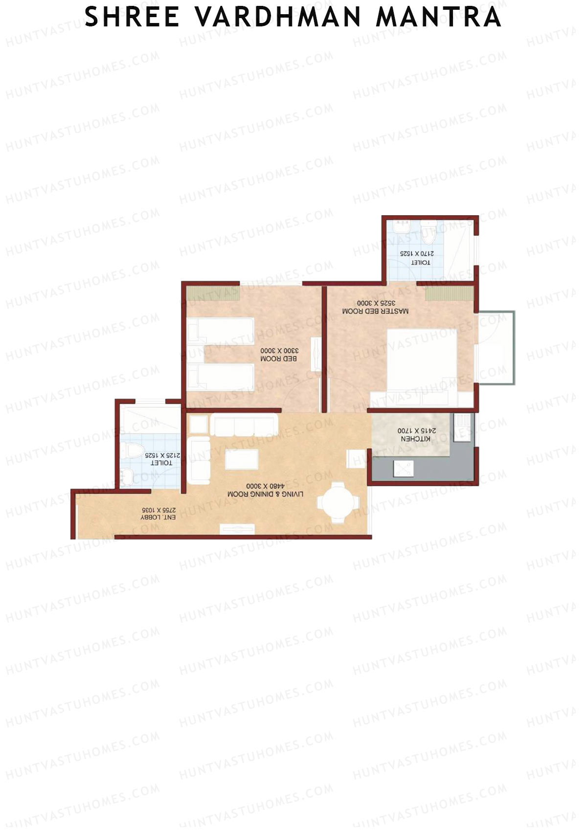 Shree Vardhman Mantra Block D Unit 2 (Type B1) Floor Plan