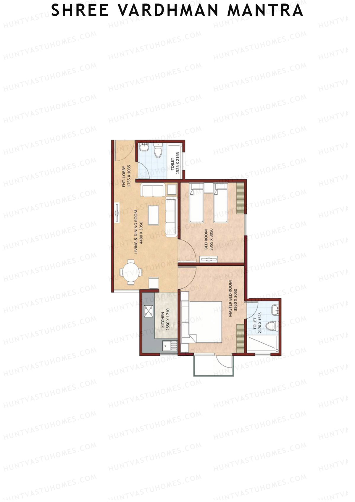 Shree Vardhman Mantra Block D Unit 4 (Type A1) Floor Plan