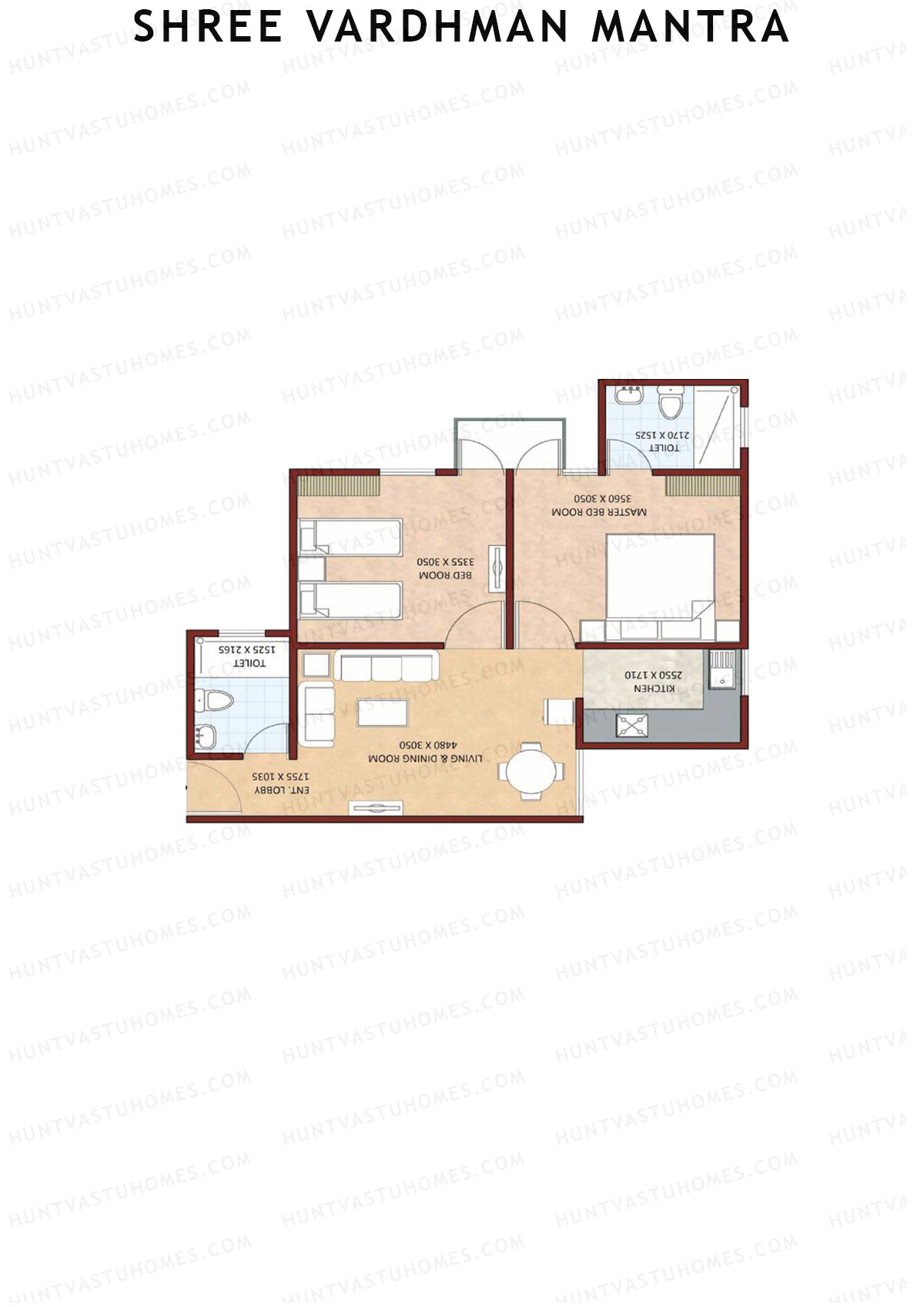 Shree Vardhman Mantra Block E Unit 2 (Type A) Floor Plan
