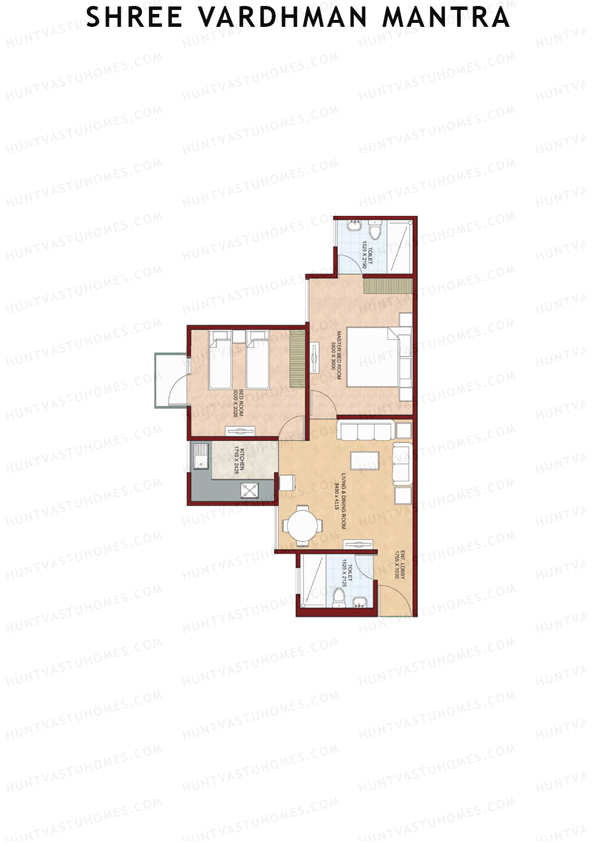 Shree Vardhman Mantra Block F Unit 4 (Type C) Floor Plan