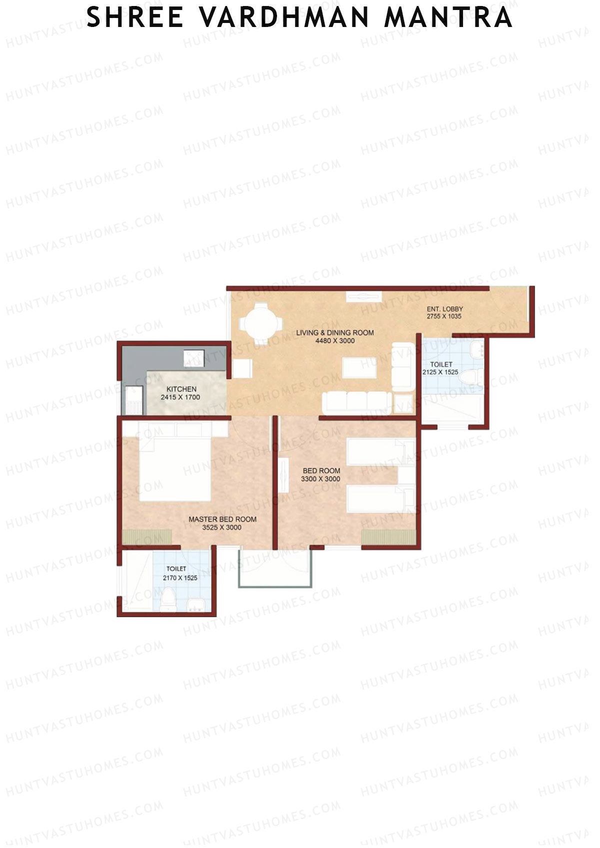 Shree Vardhman Mantra Block G Unit 2 (Type B) Floor Plan