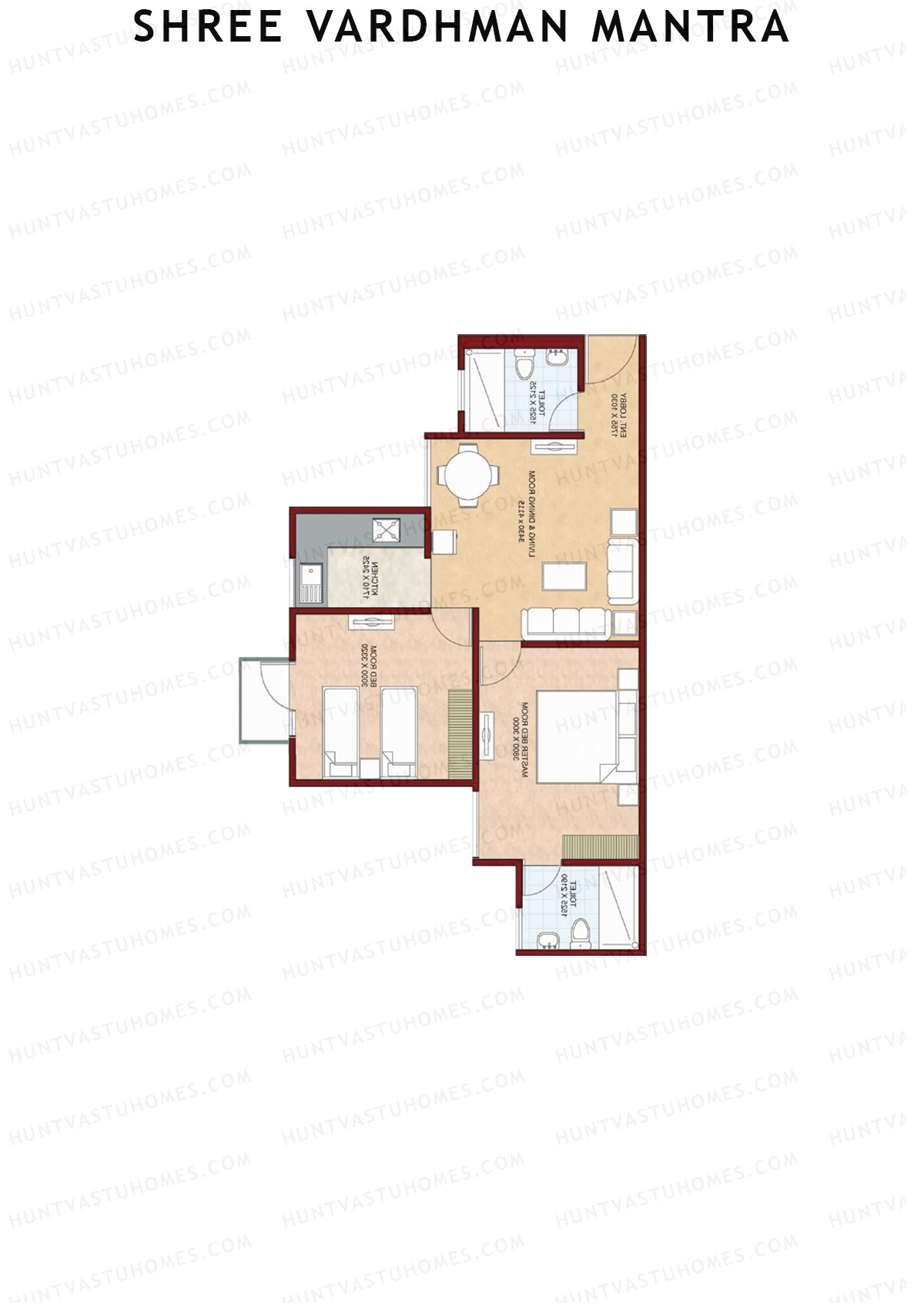 Shree Vardhman Mantra Block H Unit 1 (Type C) Floor Plan