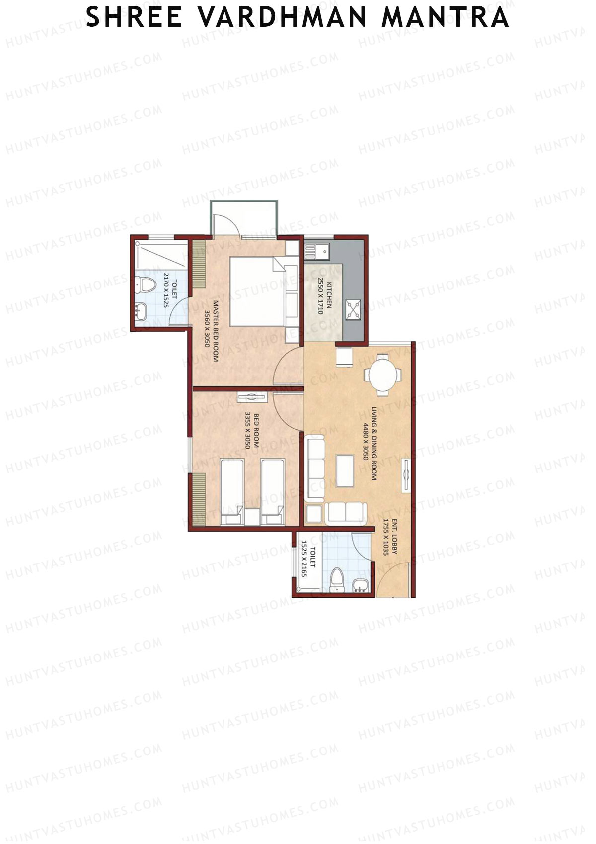 Shree Vardhman Mantra Block H Unit 4 (Type A1) Floor Plan
