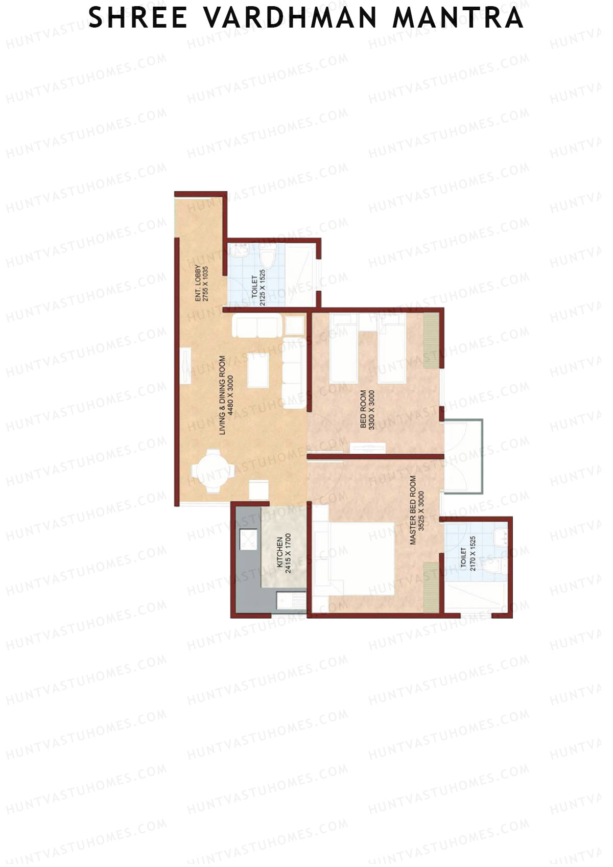 Shree Vardhman Mantra Block J Unit 4 (Type B) Floor Plan