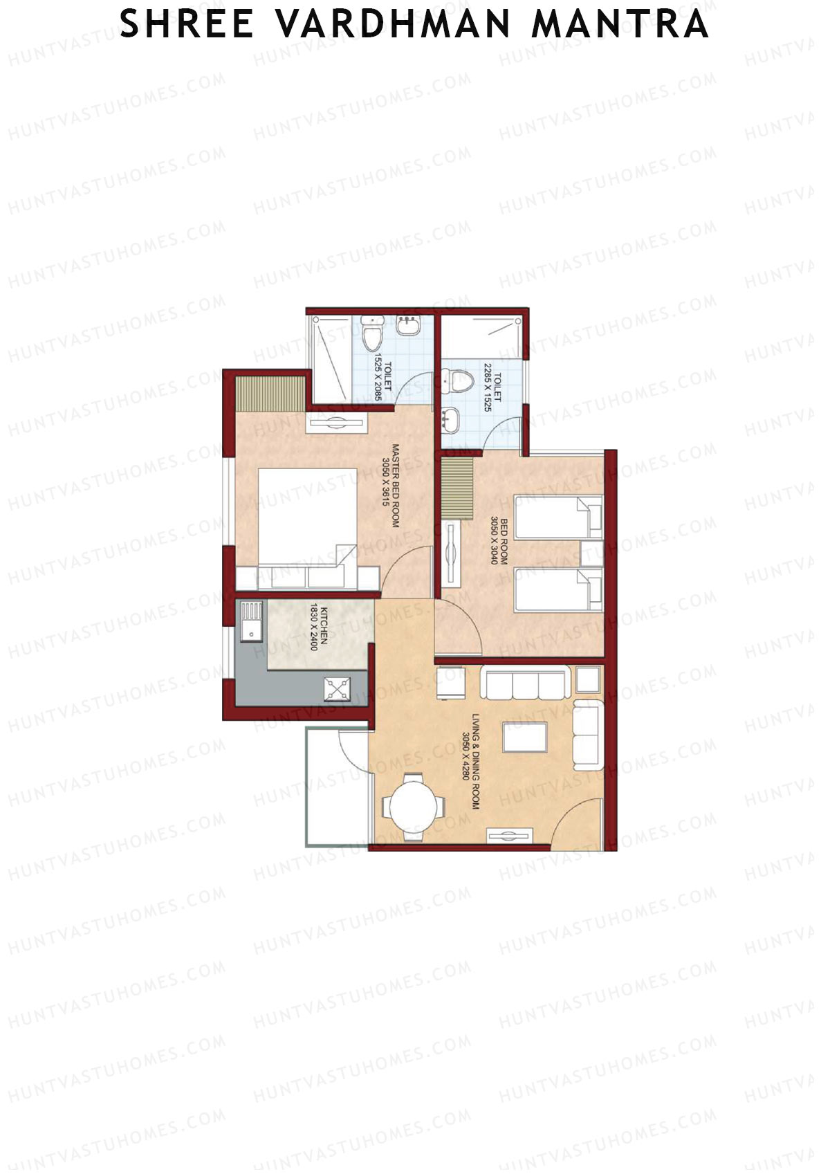 Shree Vardhman Mantra Block L Unit 3 (Type D) Floor Plan