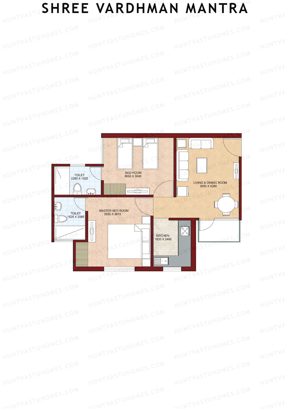 Shree Vardhman Mantra Block N Unit 4 (Type D) Floor Plan