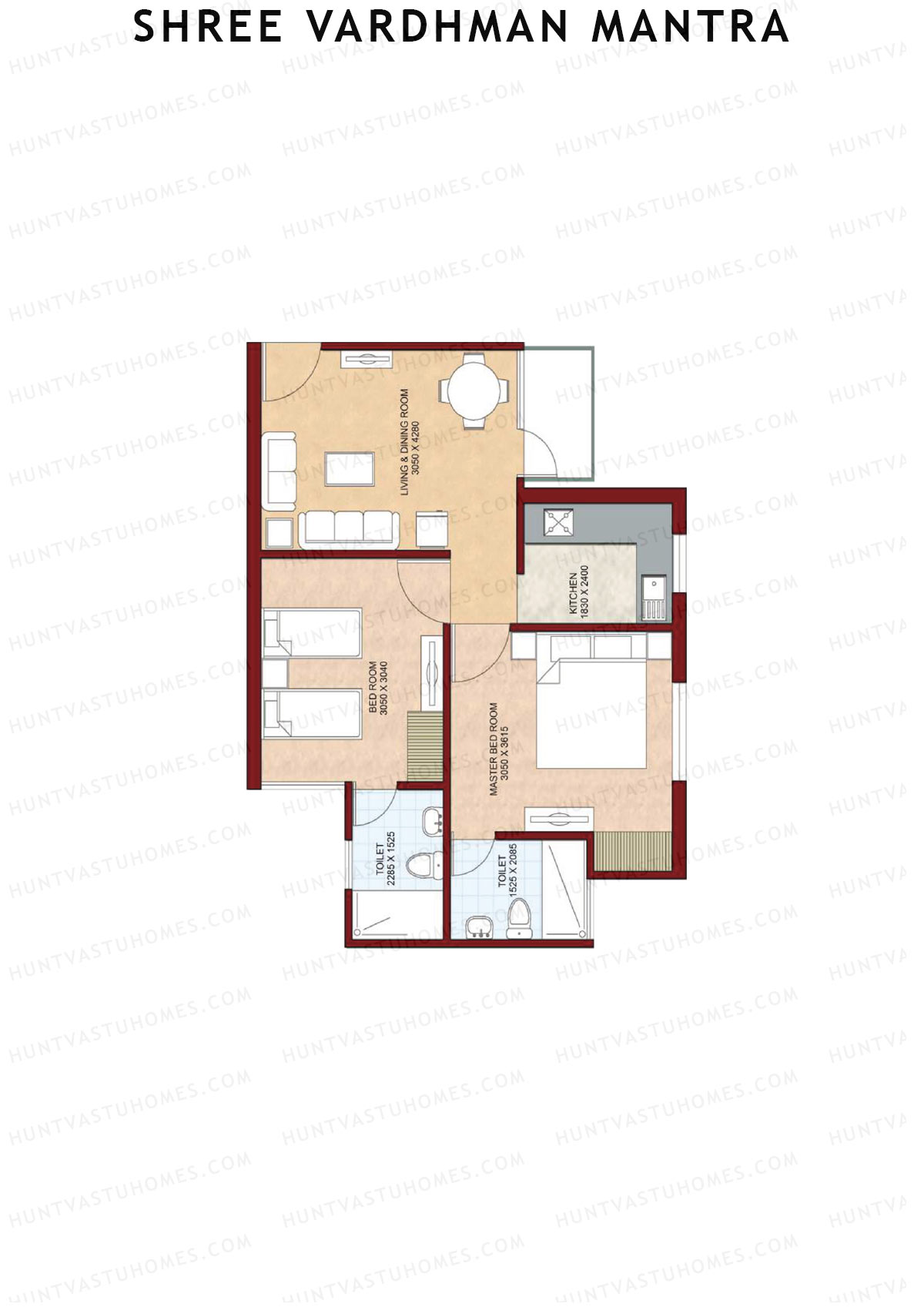Shree Vardhman Mantra Block P Unit 3 (Type D) Floor Plan