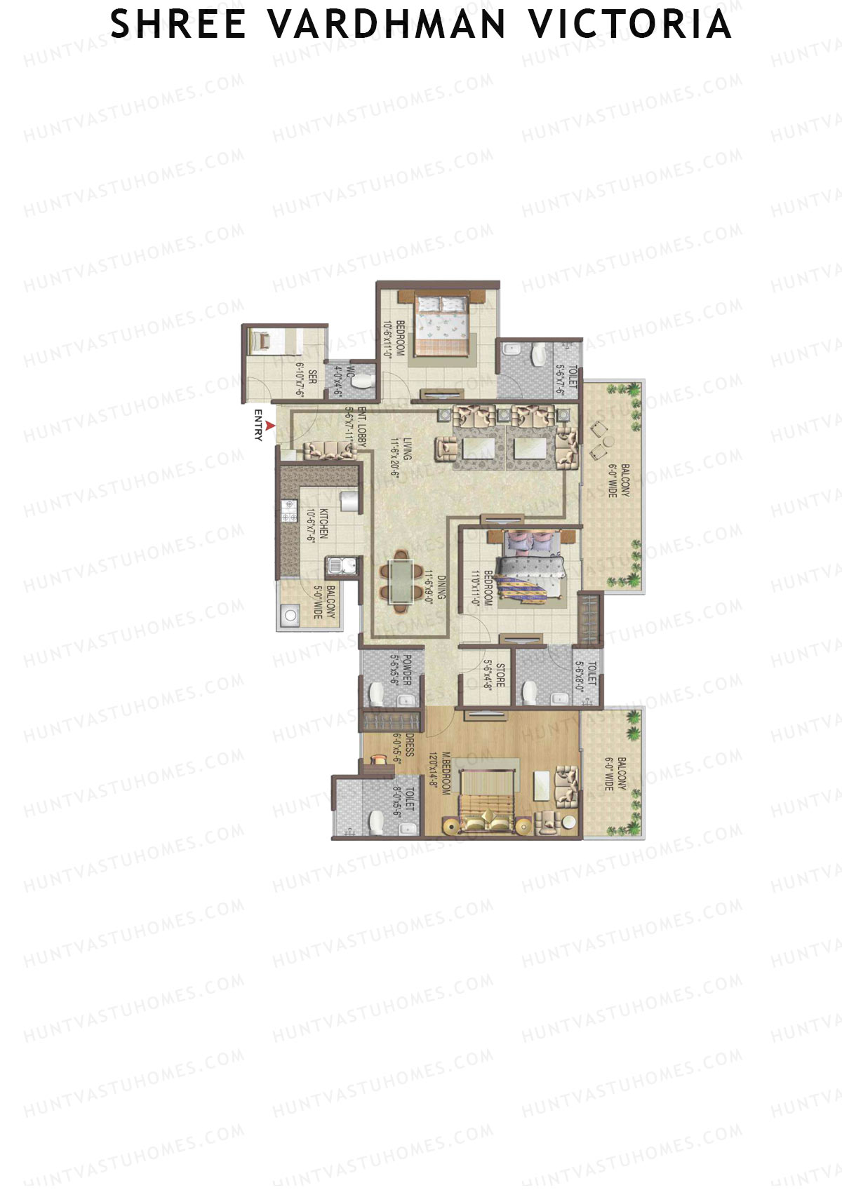 Shree Vardhman Victoria Tower E Unit 1 Floor Plan