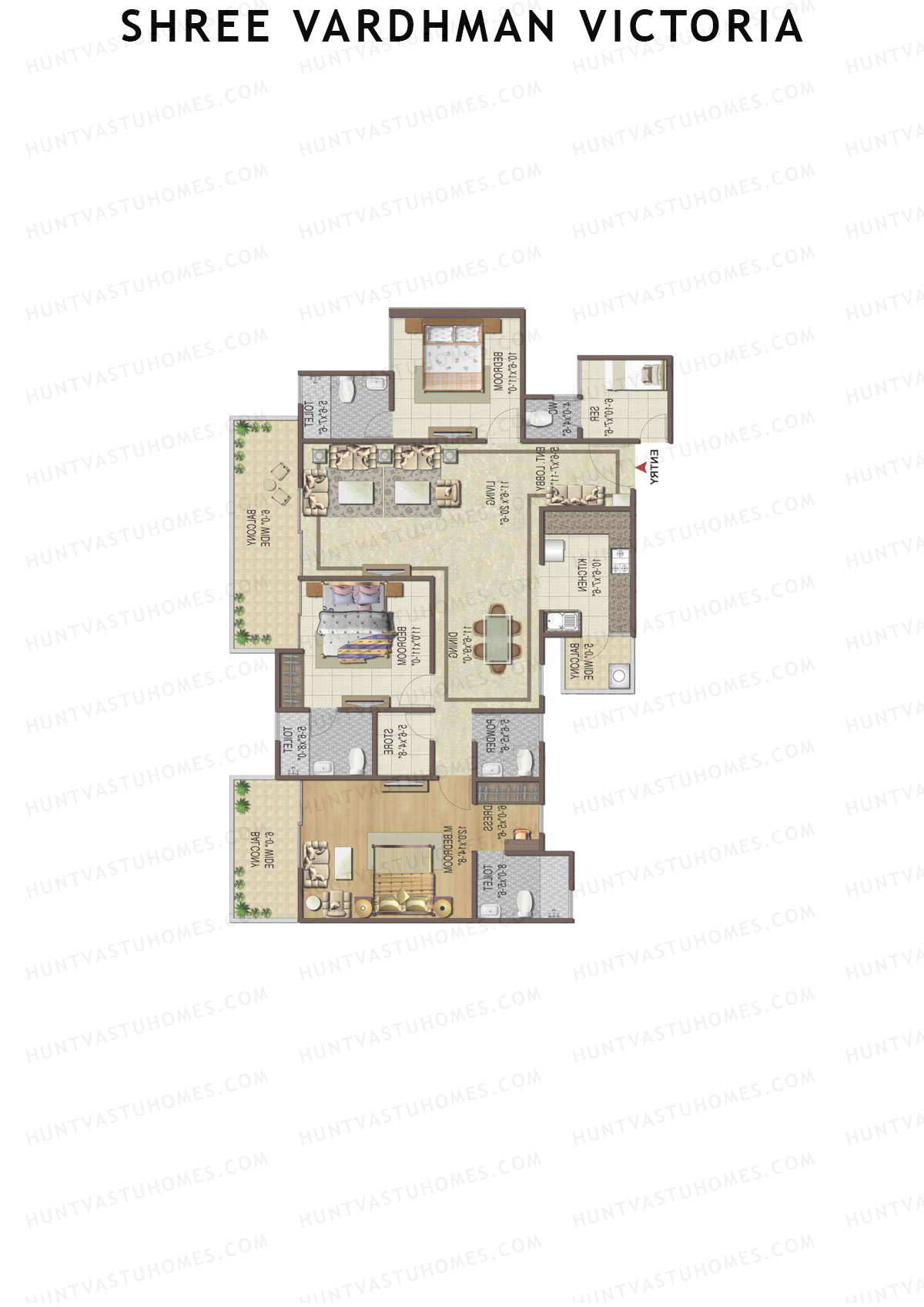 Shree Vardhman Victoria Tower E Unit 2 Floor Plan
