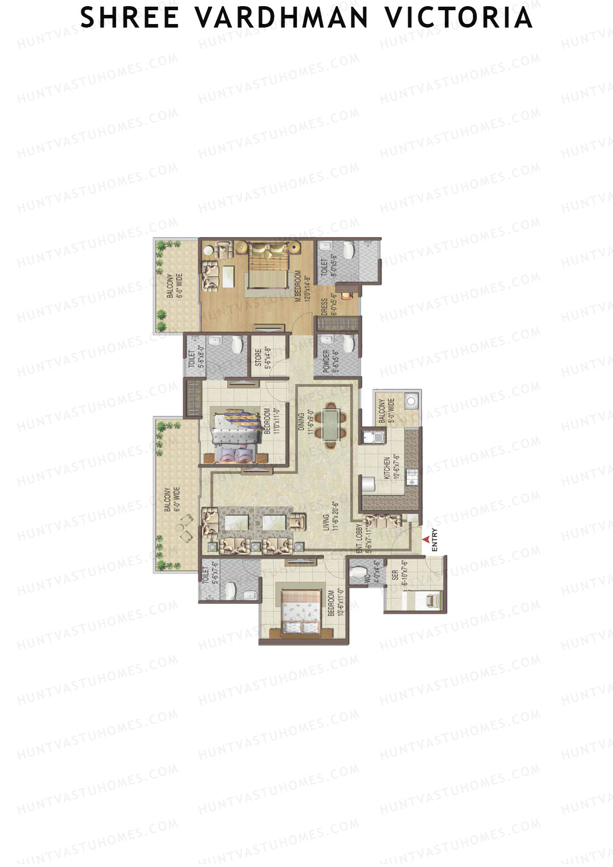Shree Vardhman Victoria Tower E Unit 3 Floor Plan