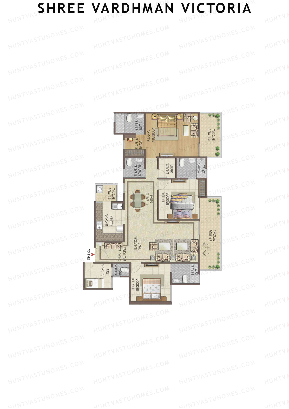 Shree Vardhman Victoria Tower E Unit 4 Floor Plan