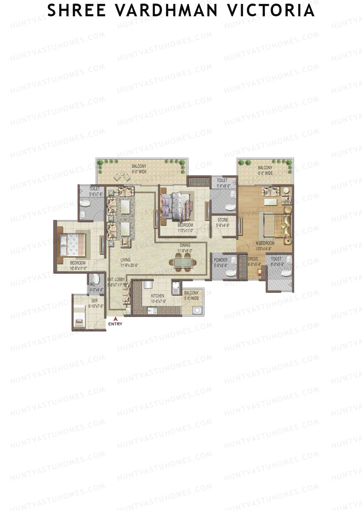 Shree Vardhman Victoria Tower F Unit 3 Floor Plan