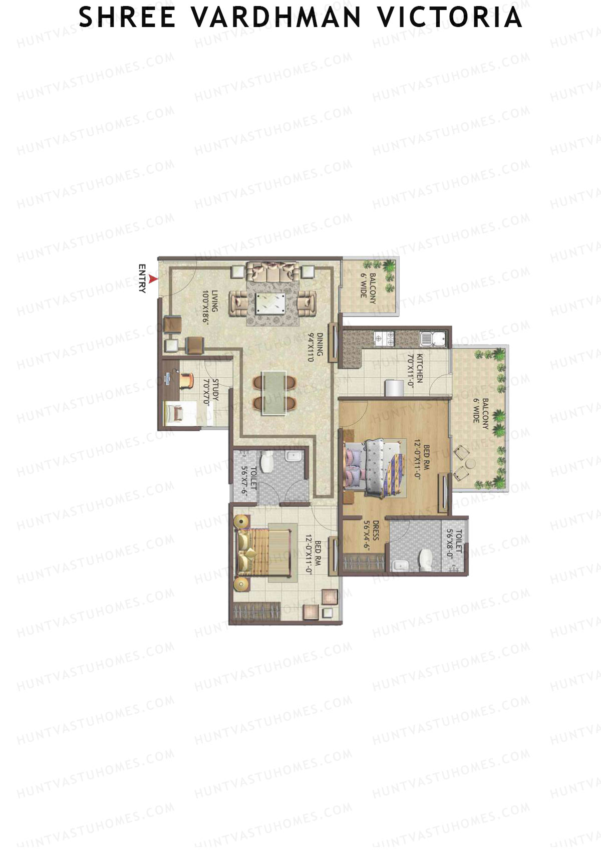 Shree Vardhman Victoria Tower H Unit 1 Floor Plan
