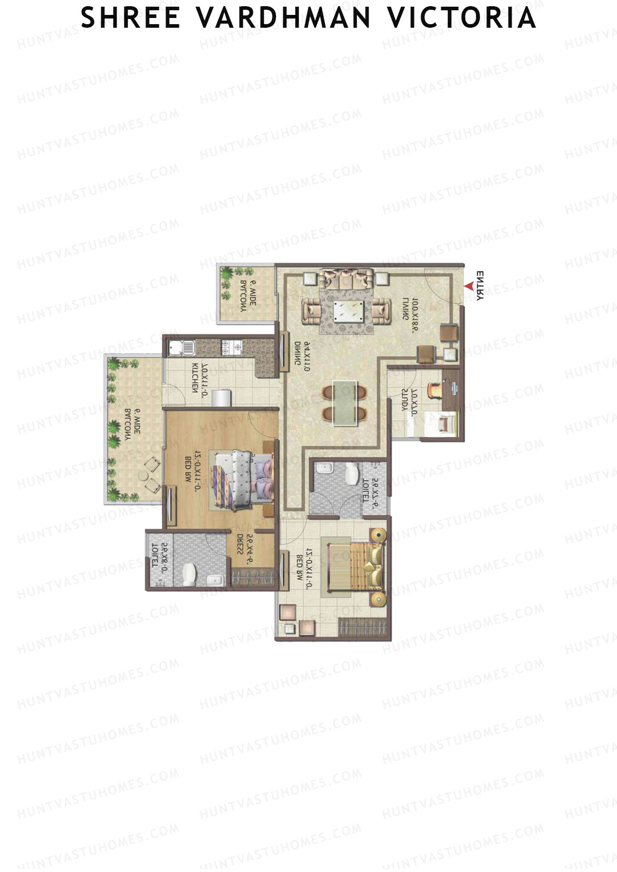 Shree Vardhman Victoria Tower H Unit 2 Floor Plan