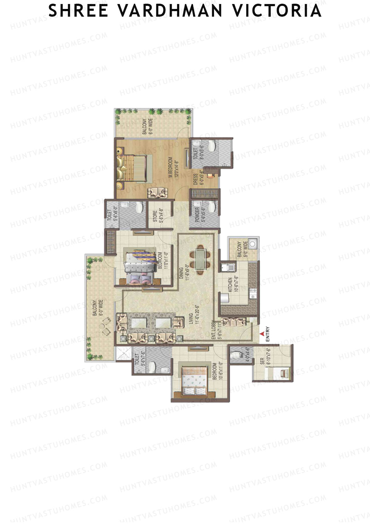 Shree Vardhman Victoria Tower H Unit 4 Floor Plan