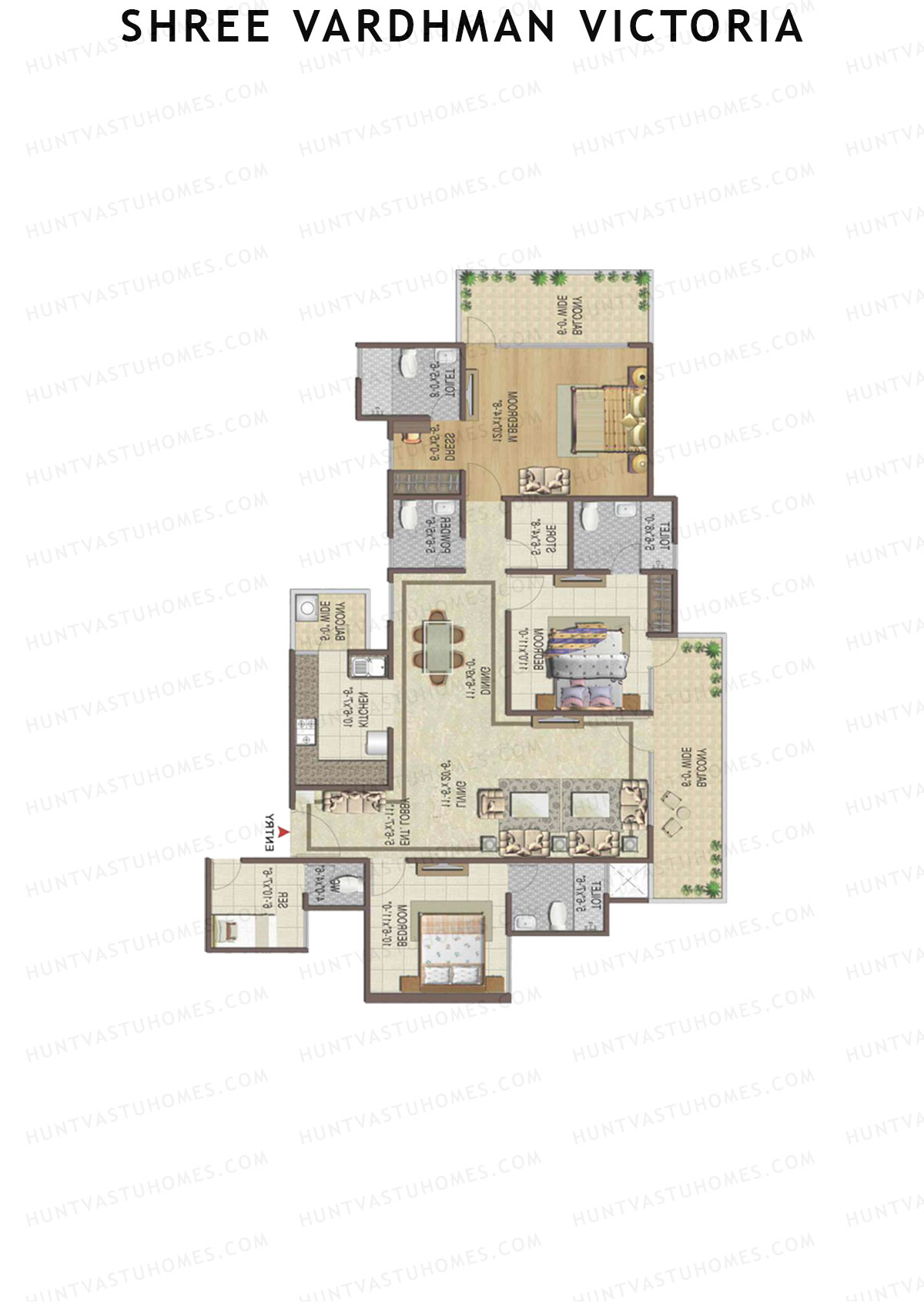Shree Vardhman Victoria Tower H Unit 5 Floor Plan