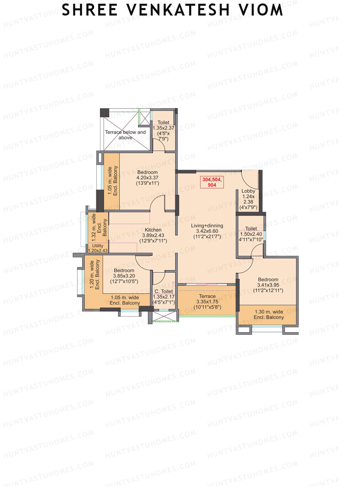 Shree Venkatesh Viom Wing A Unit 4  Floor Plan