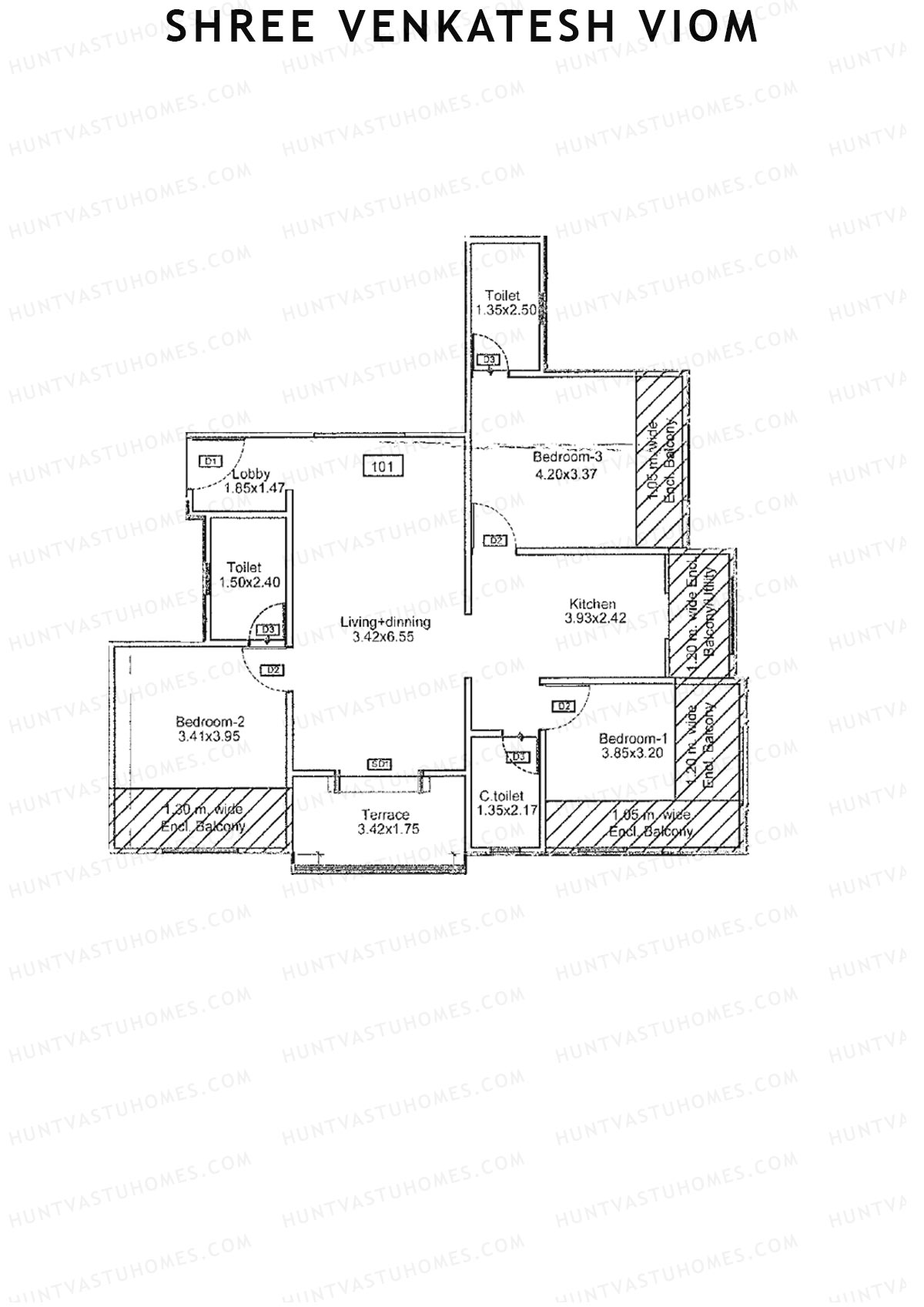 Shree Venkatesh Viom Wing B Unit 1  Floor Plan