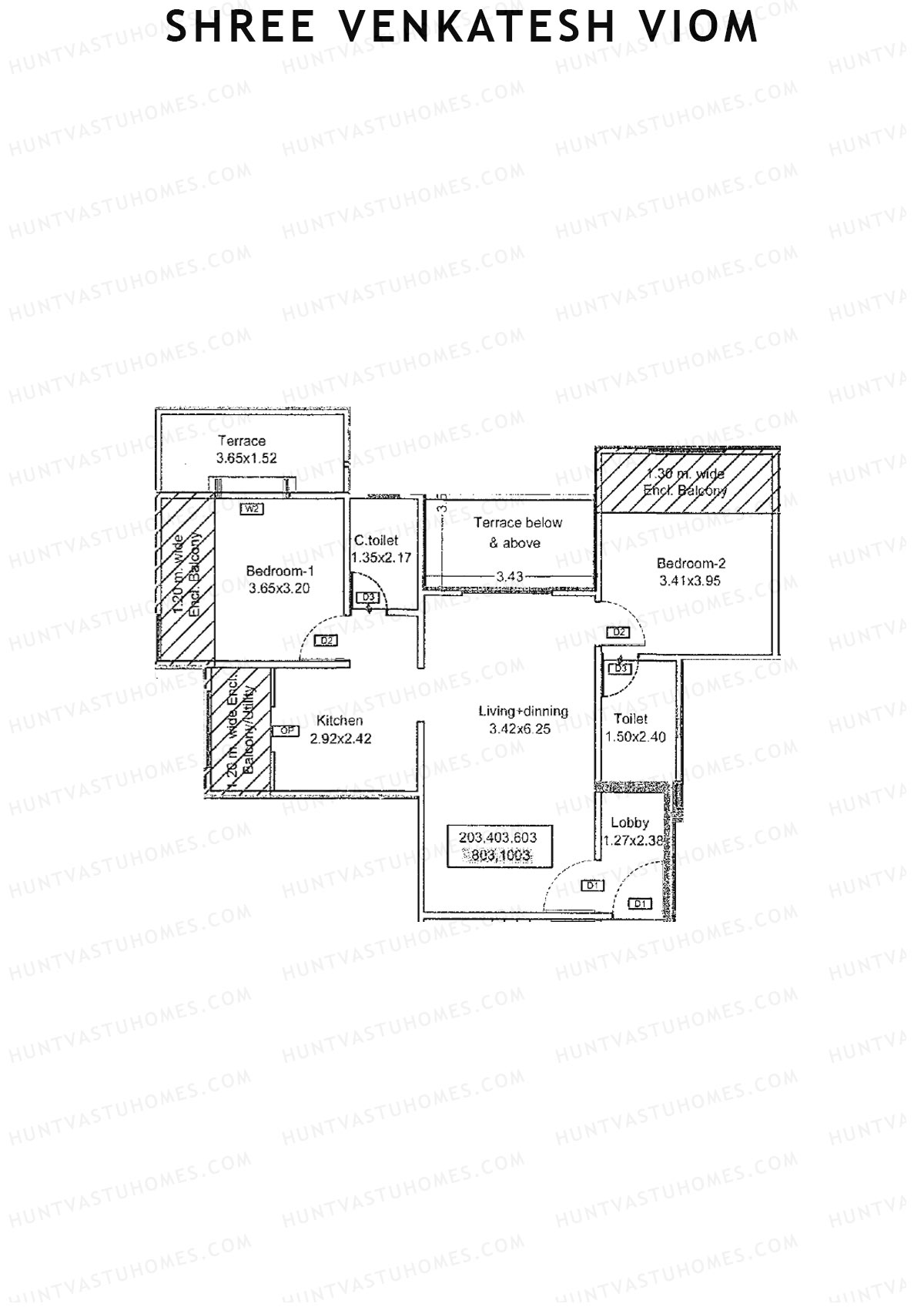 Shree Venkatesh Viom Wing B Unit 3  Floor Plan
