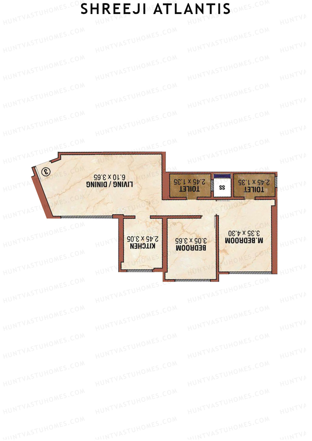 Shreeji Atlantis Tower B Unit 3 Floor Plan