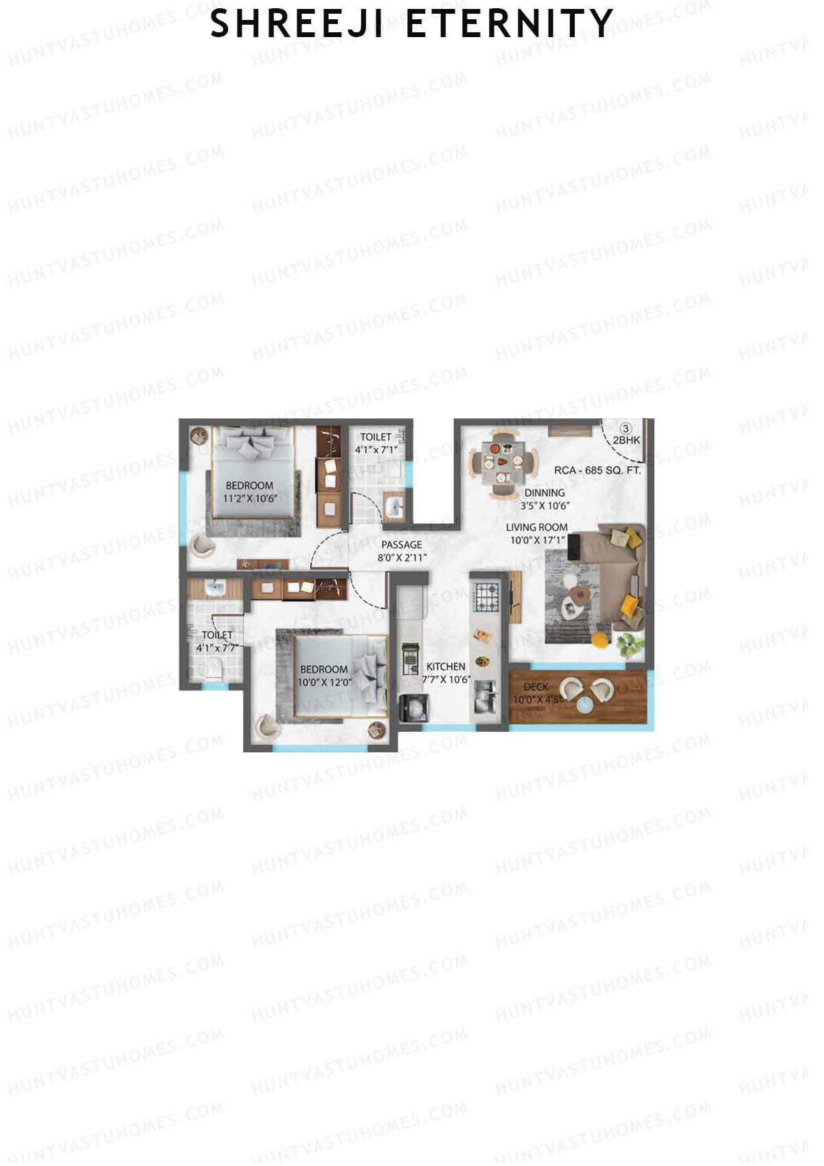 Shreeji Eternity Wing A Unit 3 Floor Plan