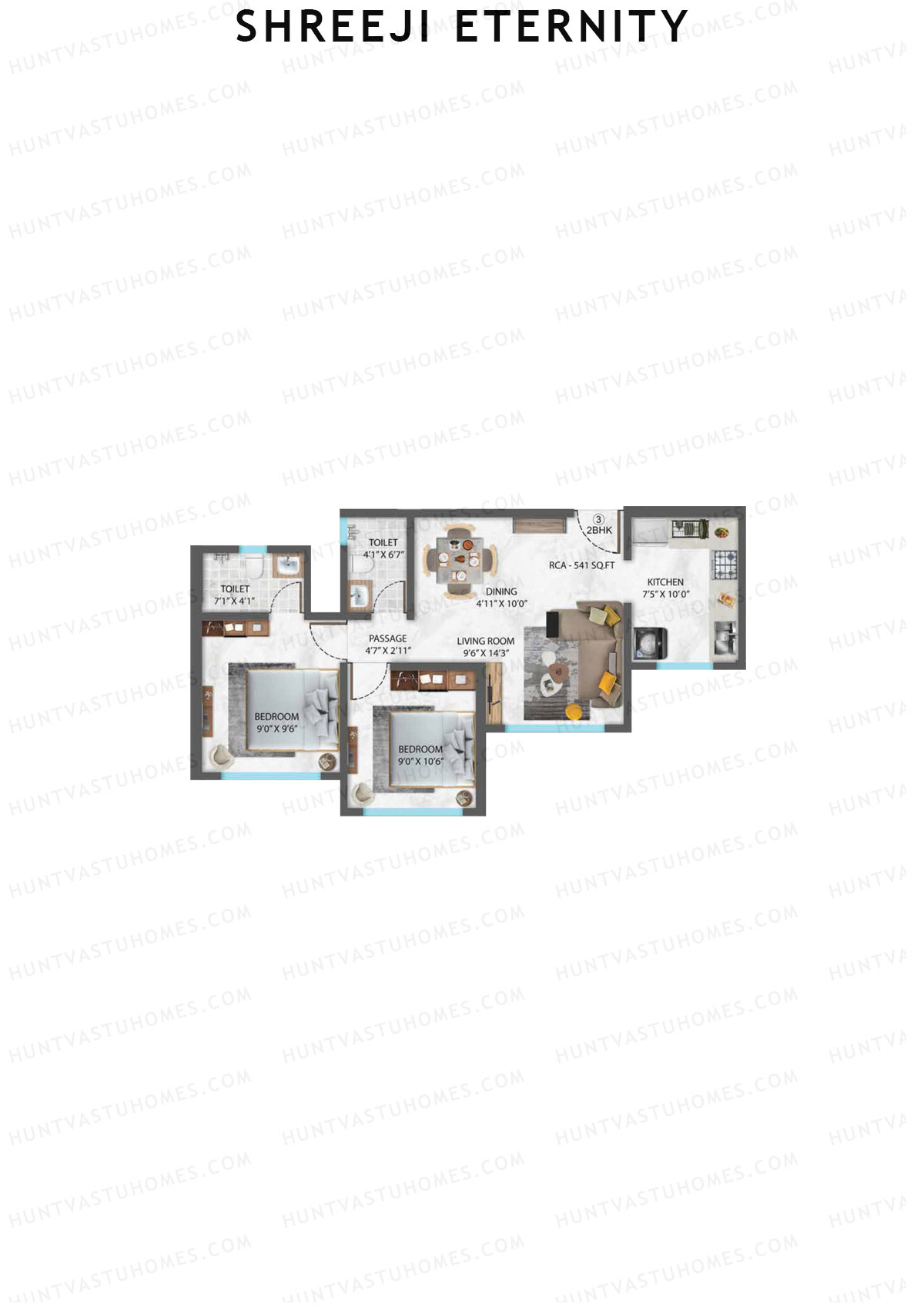 Shreeji Eternity Wing B Unit 3 Floor Plan