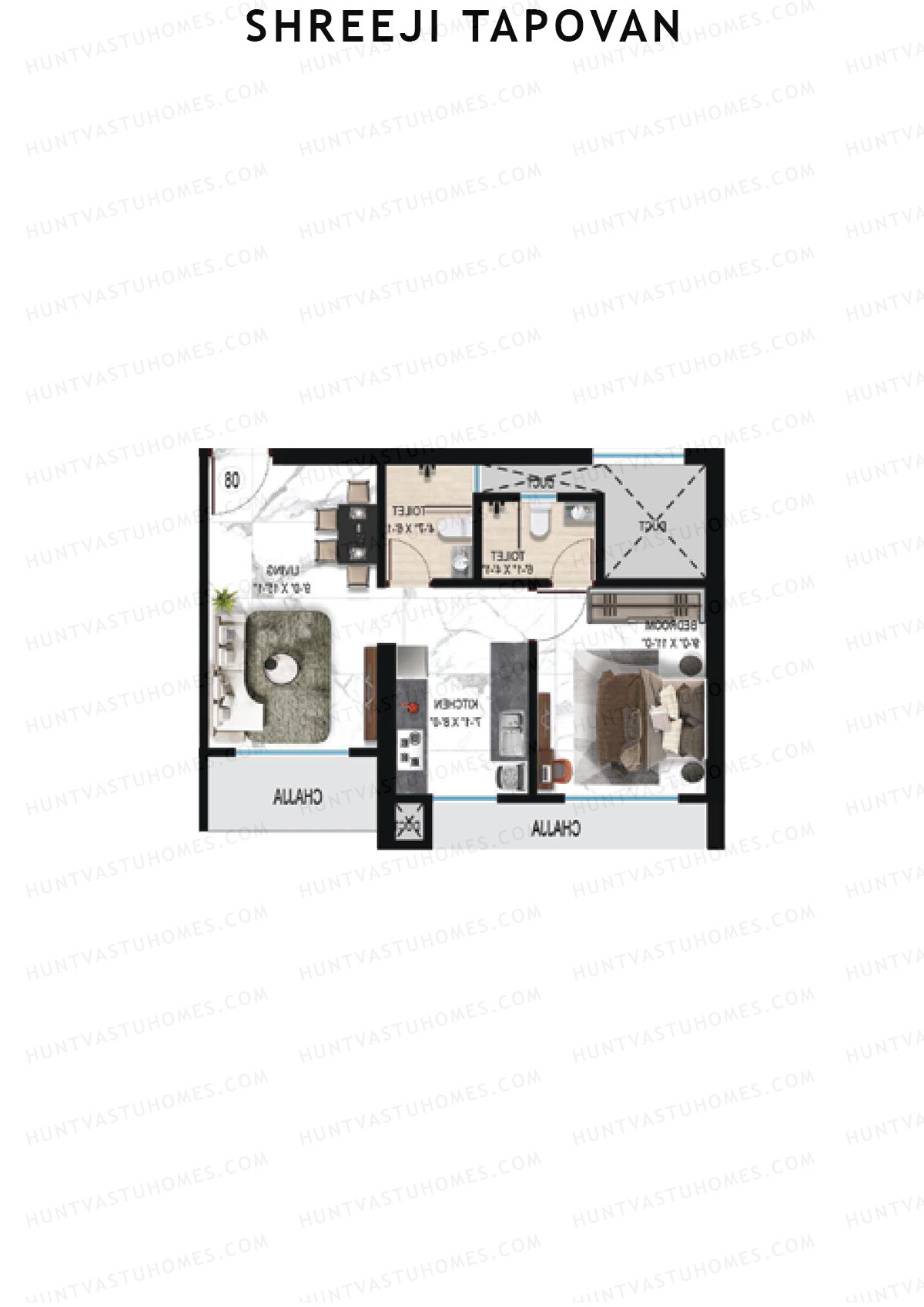 Shreeji Tapovan, Tapovan, Unit 11, 1BHK, Carpet Area 400   sq ft 