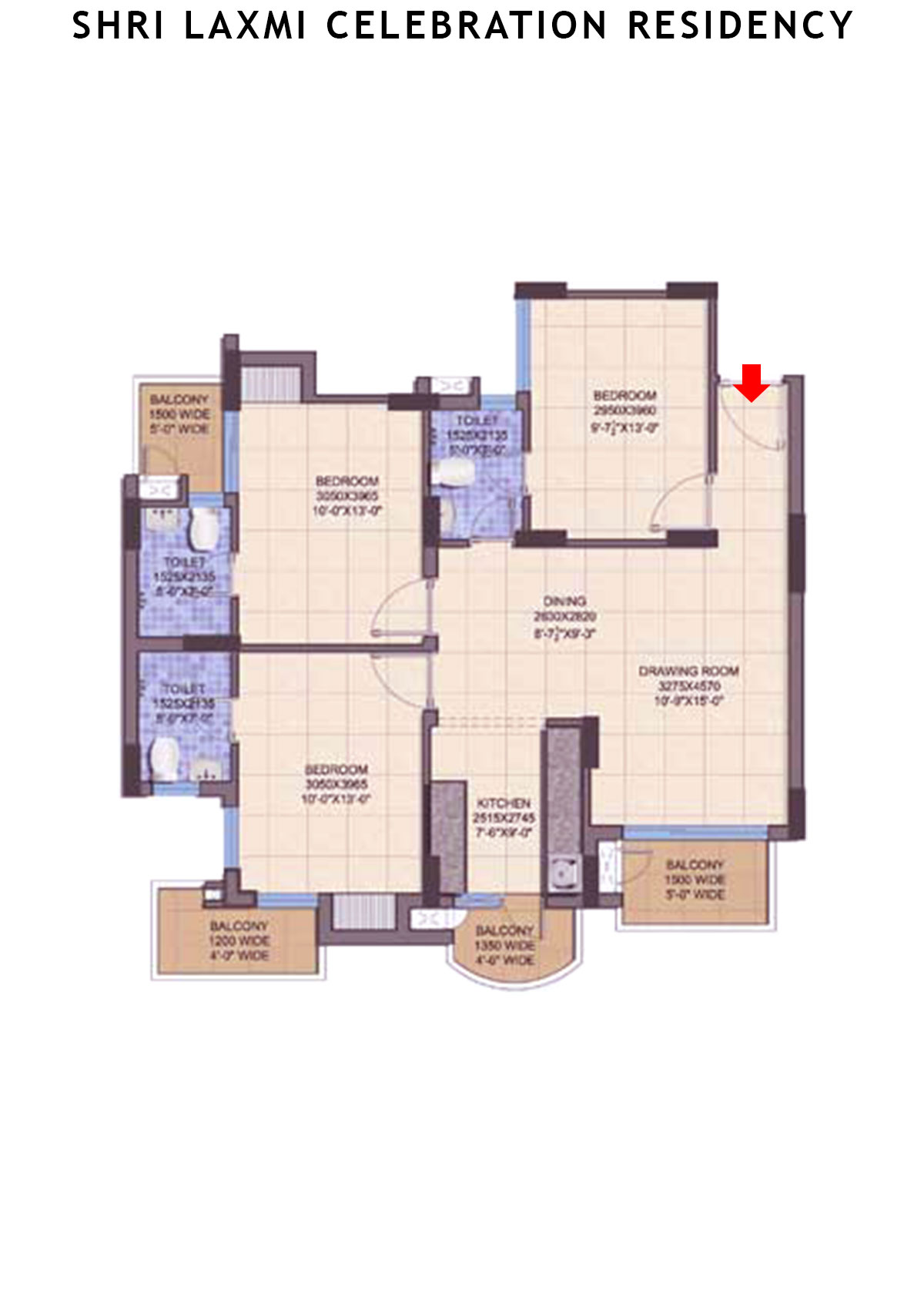 Shri Laxmi Celebration Residency Tower A Unit 4 Floor Plan