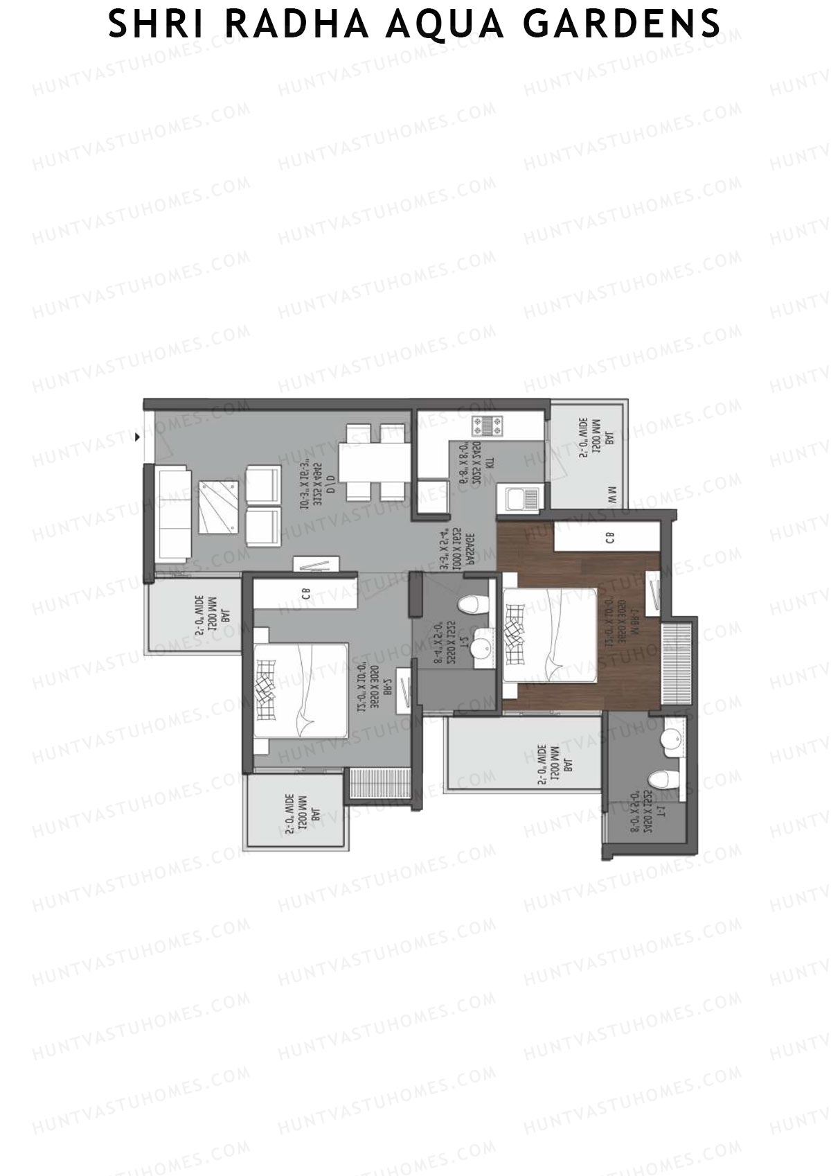 Shri Radha Aqua Gardens Cascade Unit 3 Floor Plan