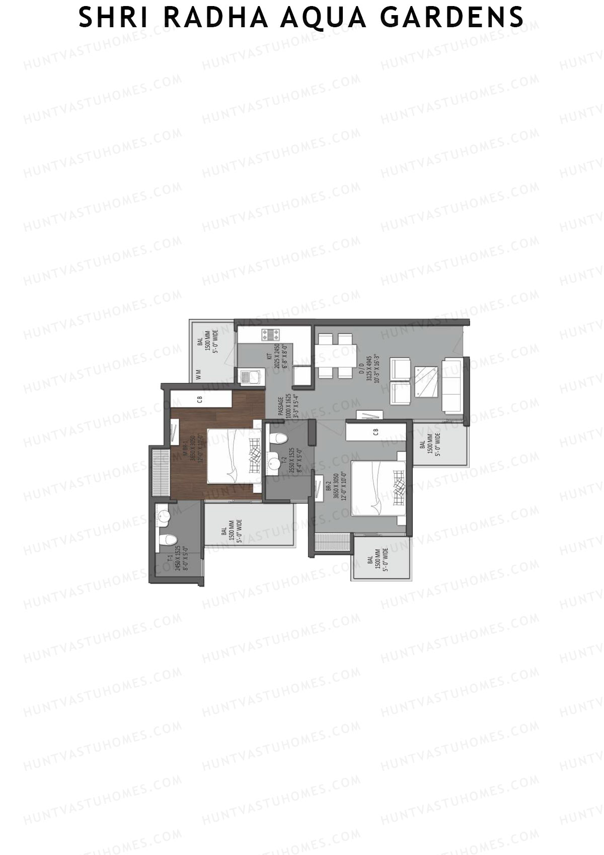 Shri Radha Aqua Gardens North Lake View Unit 3 Floor Plan