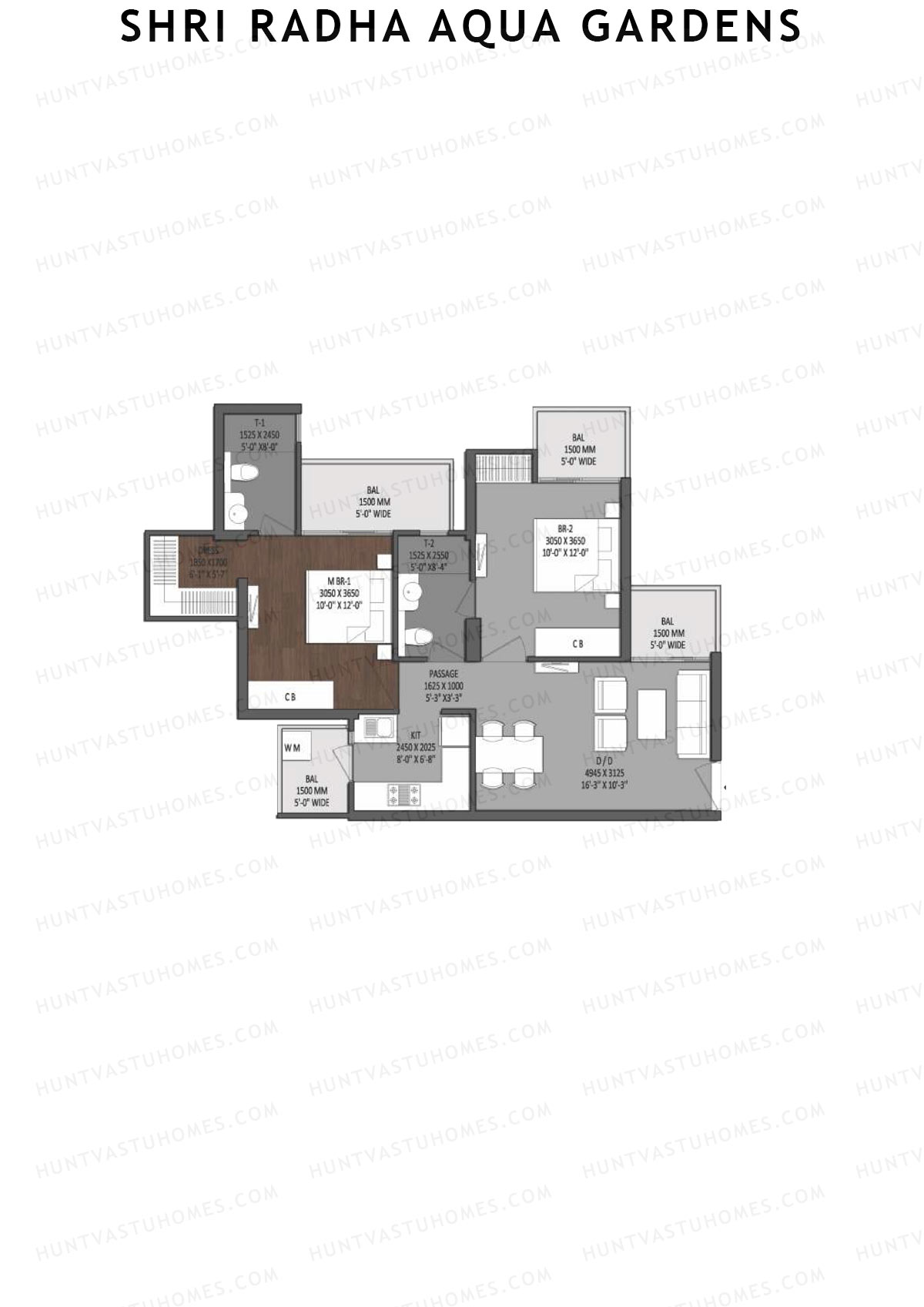 Shri Radha Aqua Gardens North Lake View Unit 4 Floor Plan