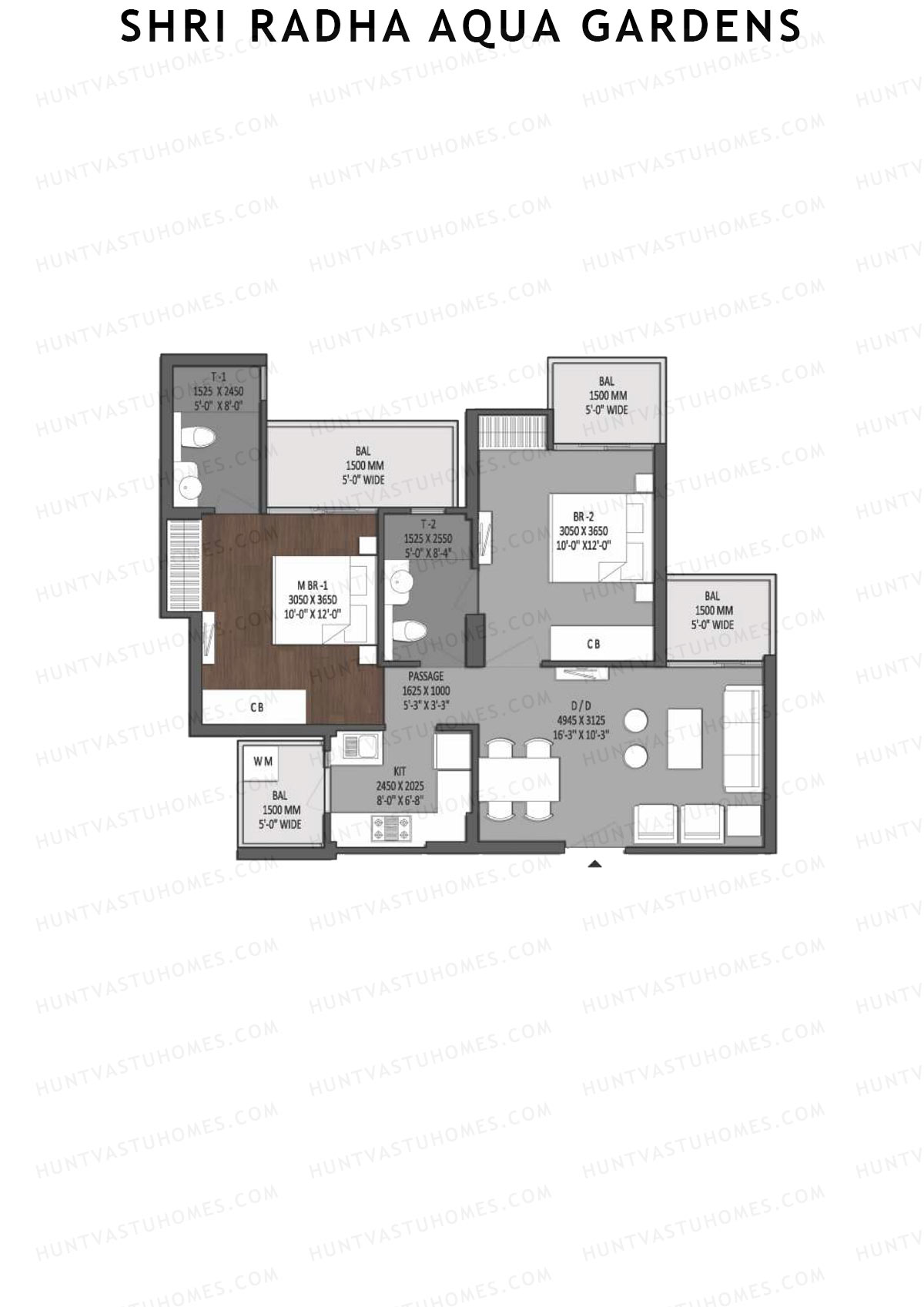 Shri Radha Aqua Gardens North Lake View Unit 5 Floor Plan