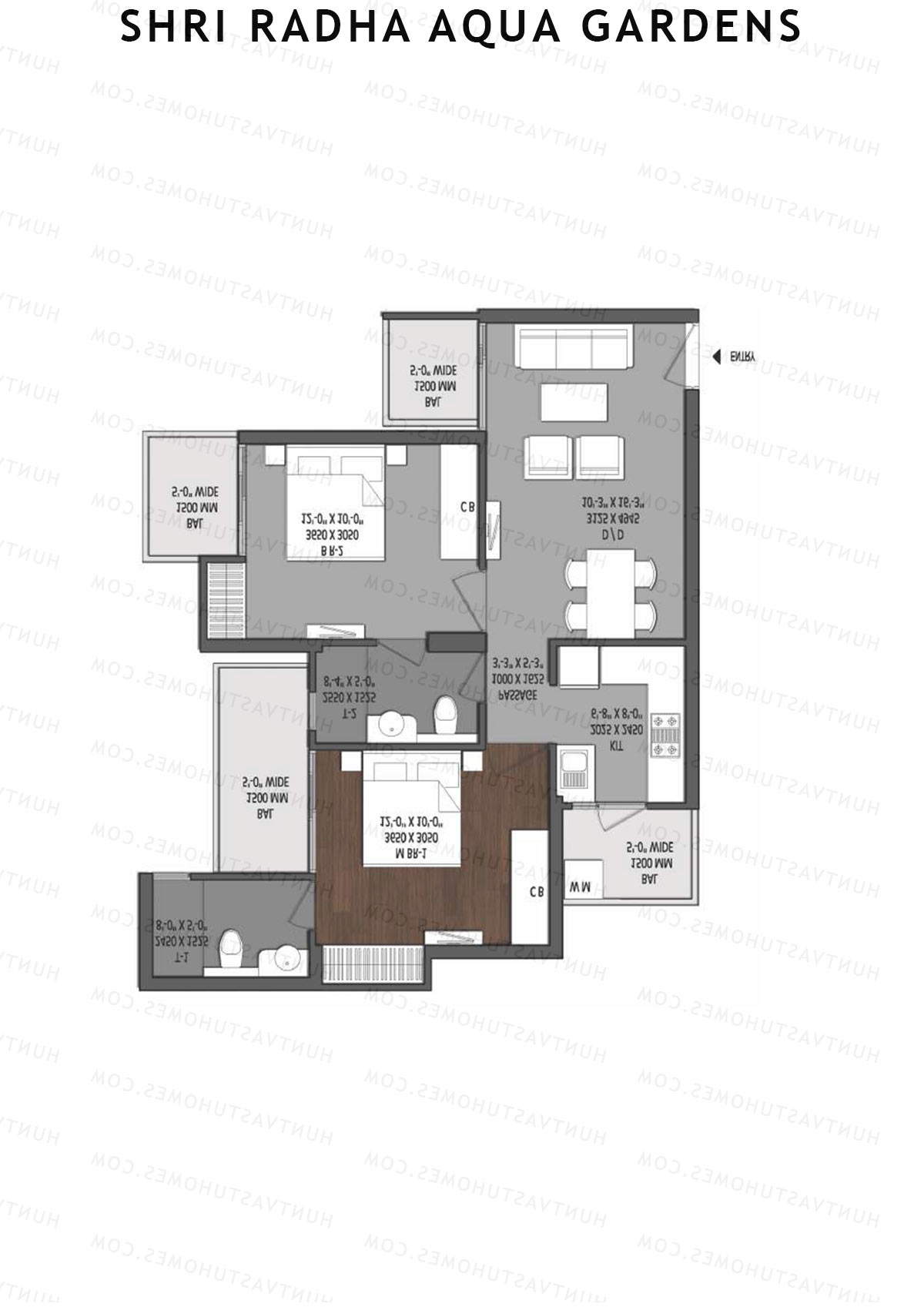 Shri Radha Aqua Gardens South Lake View Unit 3 Floor Plan