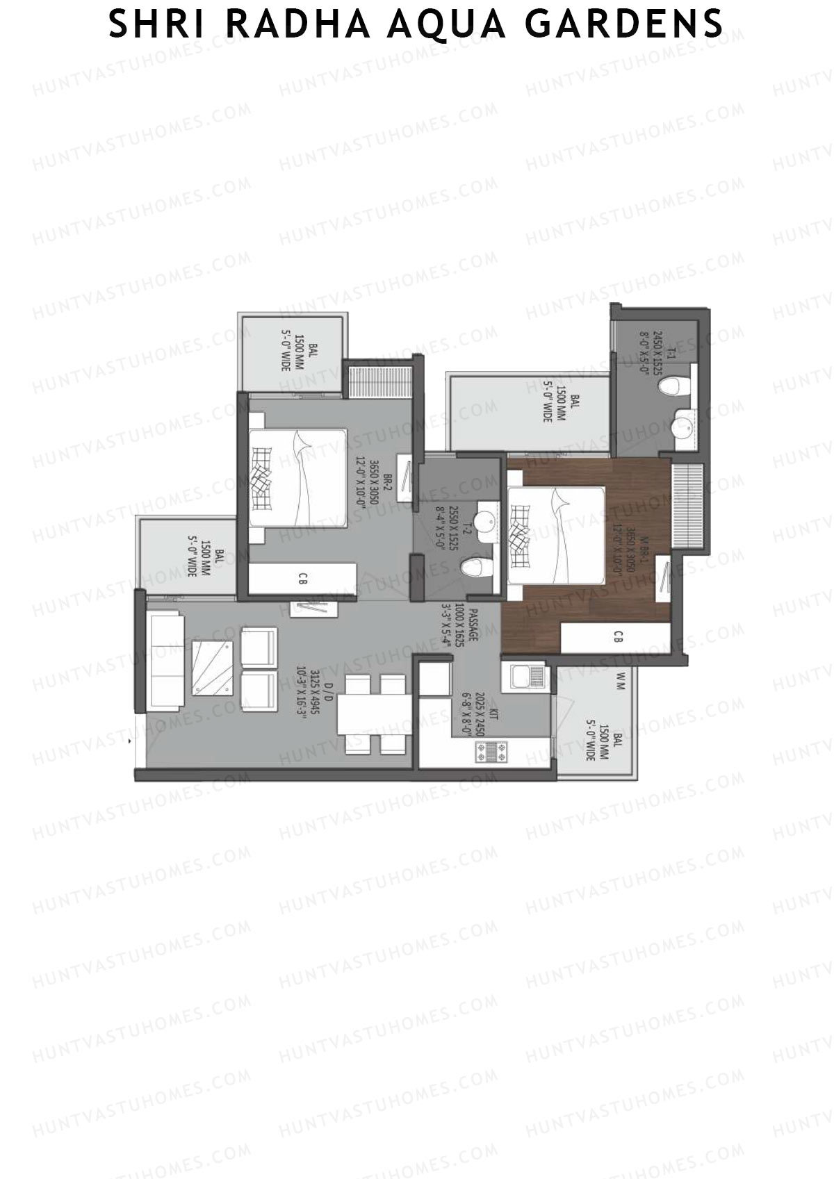 Shri Radha Aqua Gardens South Lake View Unit 7 Floor Plan