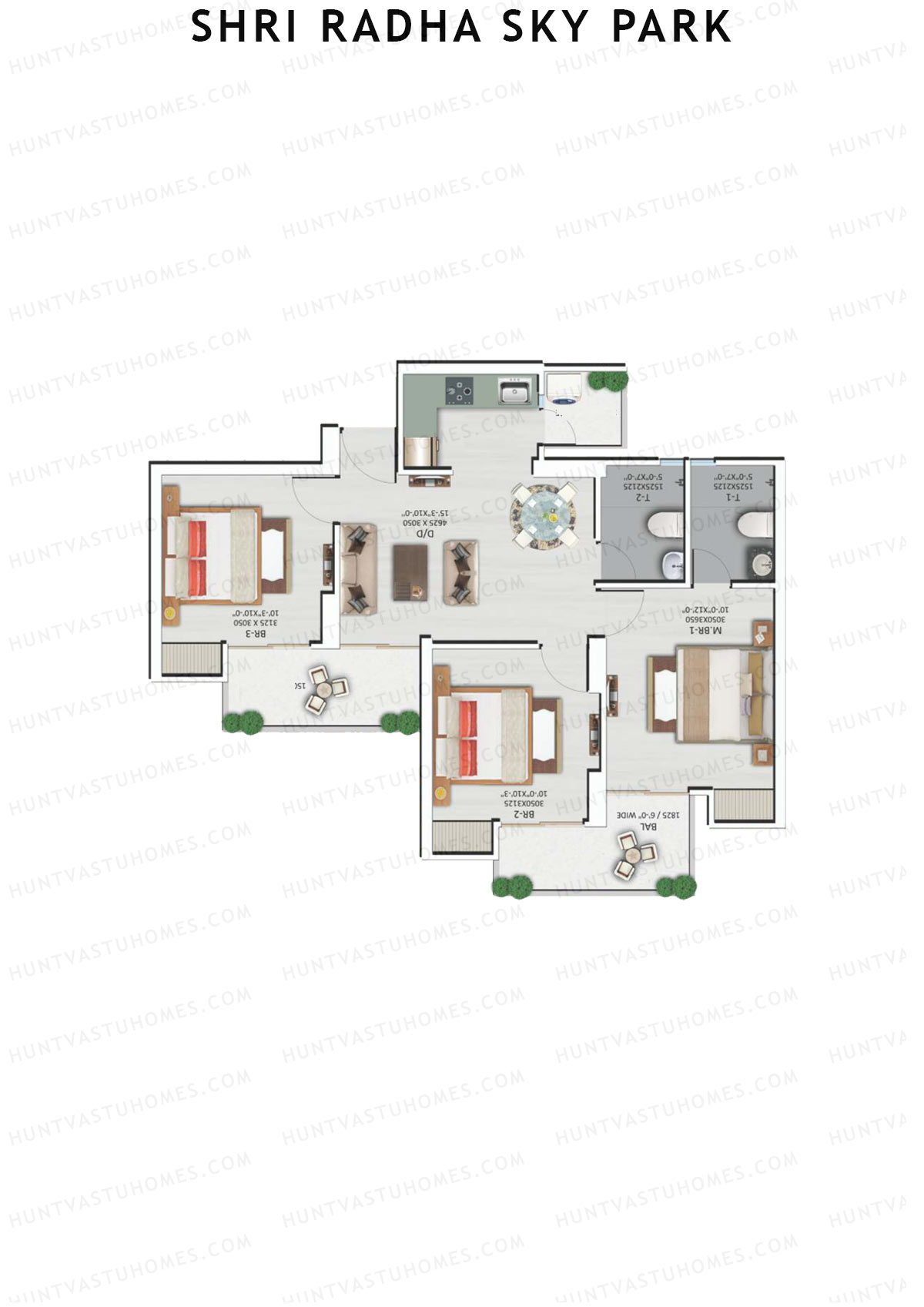 Shri Radha Sky Park Tower A1 Unit 5 (Type 1) Floor Plan