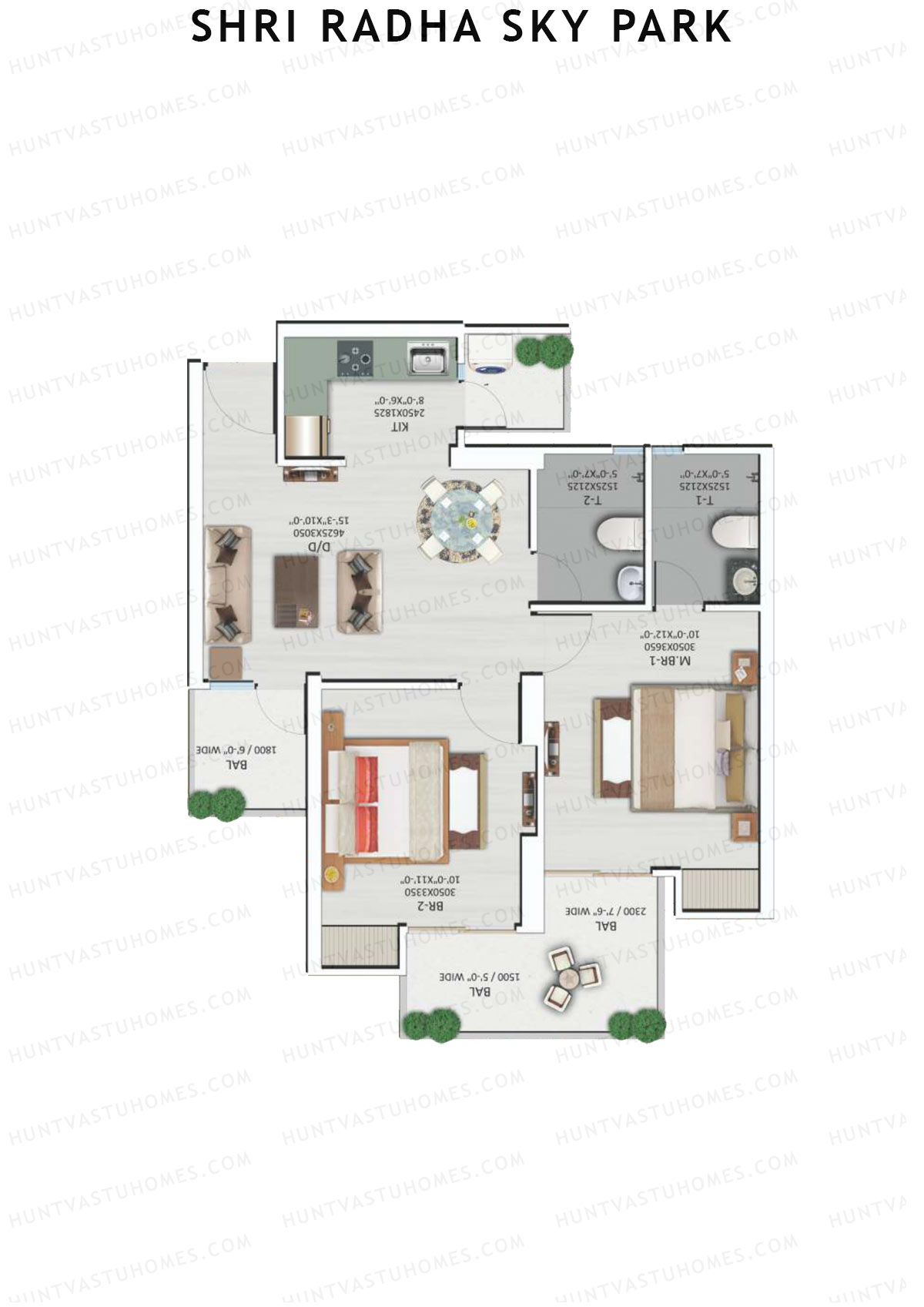 Shri Radha Sky Park Tower A1 Unit 6 (Type 1) Floor Plan