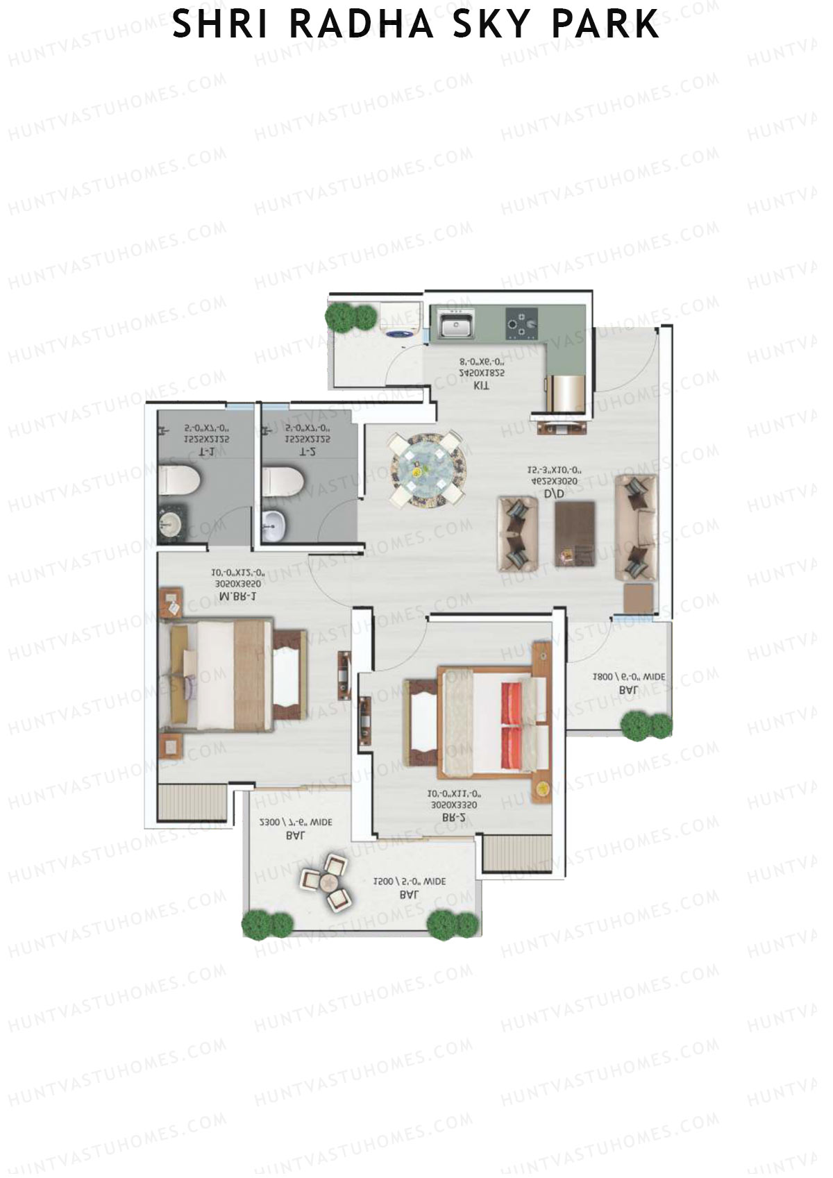 Shri Radha Sky Park Tower A1 Unit 7 (Type 1) Floor Plan
