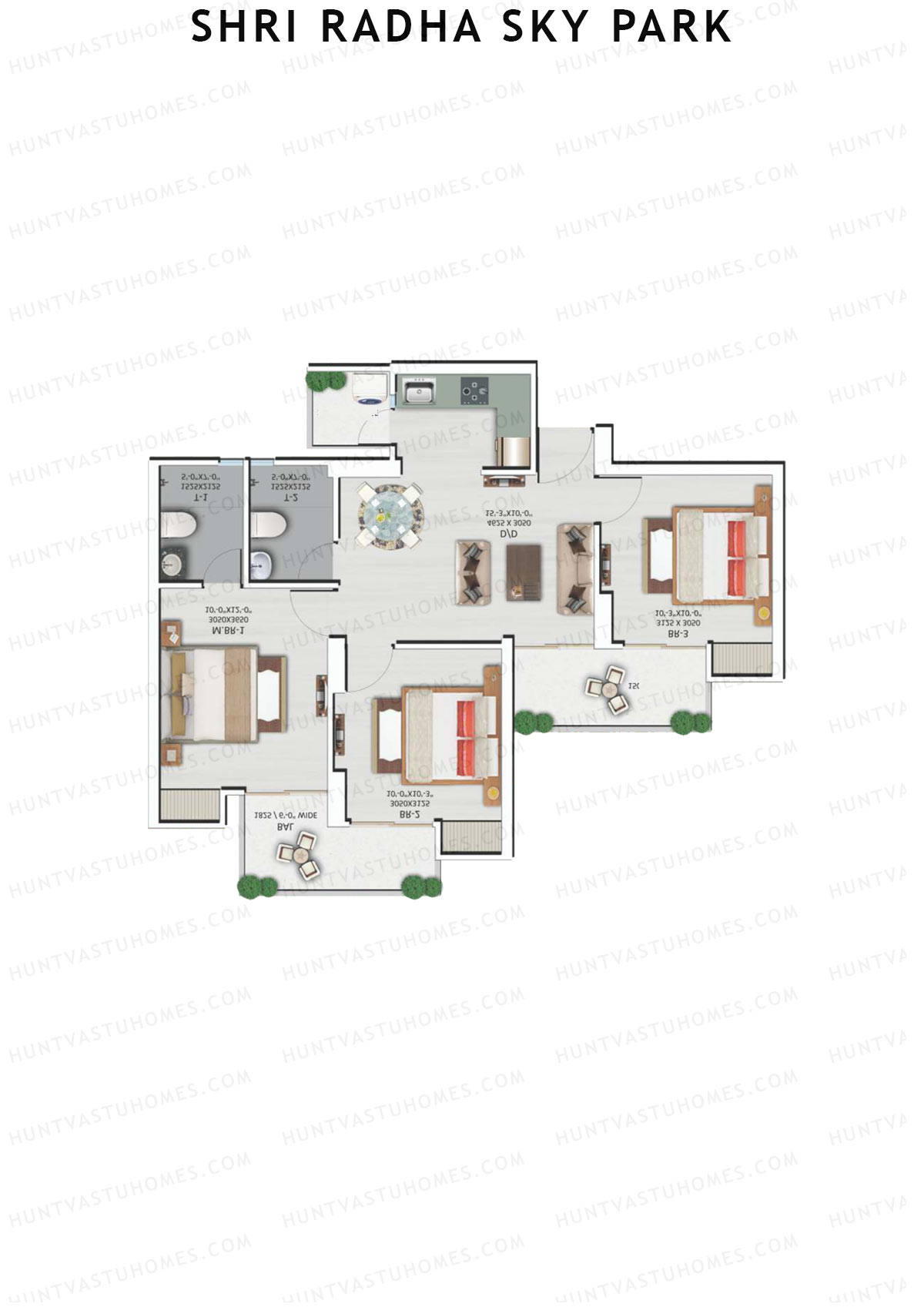Shri Radha Sky Park Tower A1 Unit 8 (Type 1) Floor Plan
