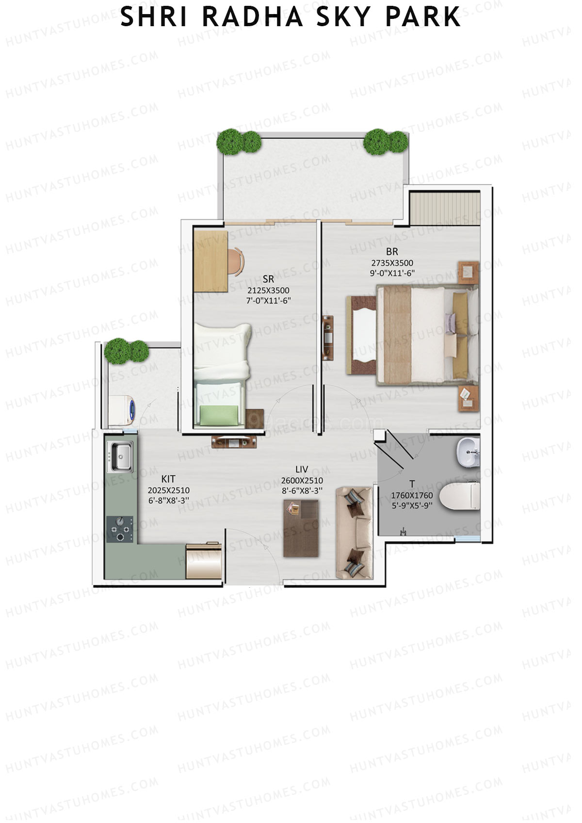 Shri Radha Sky Park Tower A4 Unit 1 (Type 1) Floor Plan