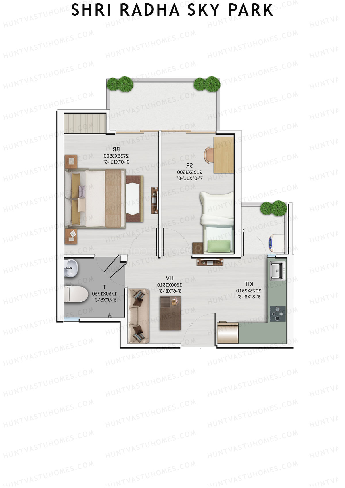 Shri Radha Sky Park Tower A4 Unit 2 (Type 1) Floor Plan