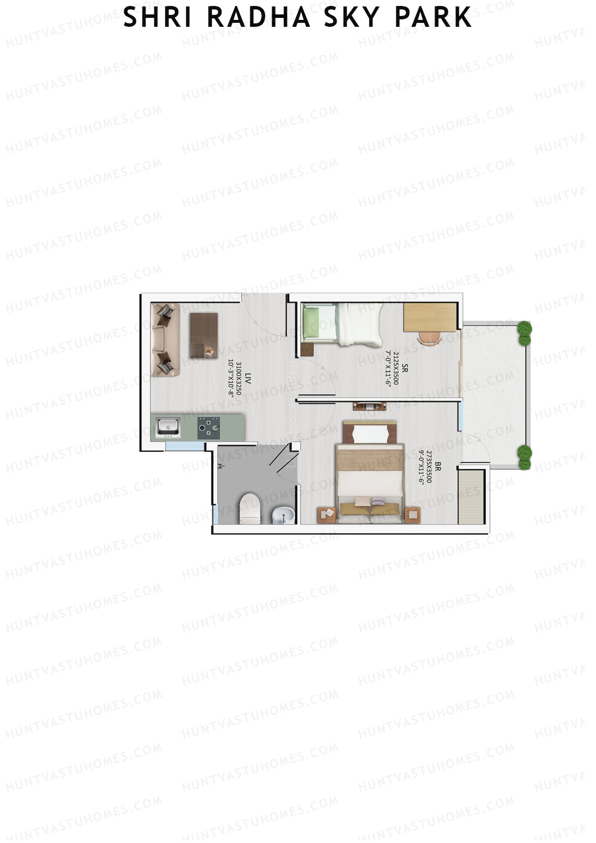 Shri Radha Sky Park Tower A4 Unit 6 (Type 1) Floor Plan