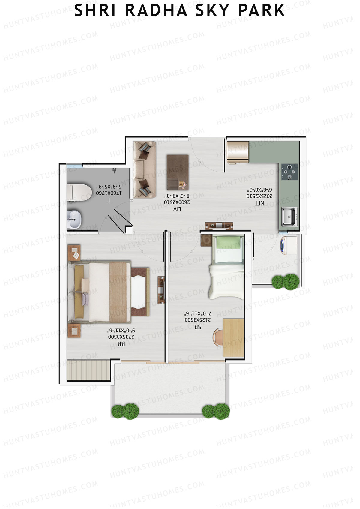 Shri Radha Sky Park Tower A4 Unit 7 (Type 1) Floor Plan