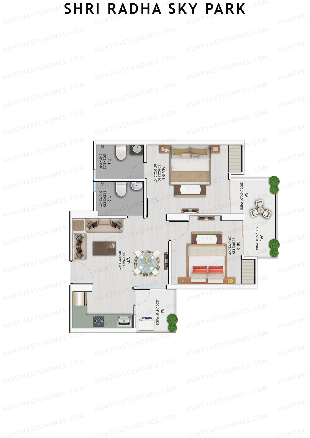 Shri Radha Sky Park Tower A5 Unit 1 (Type 2) Floor Plan