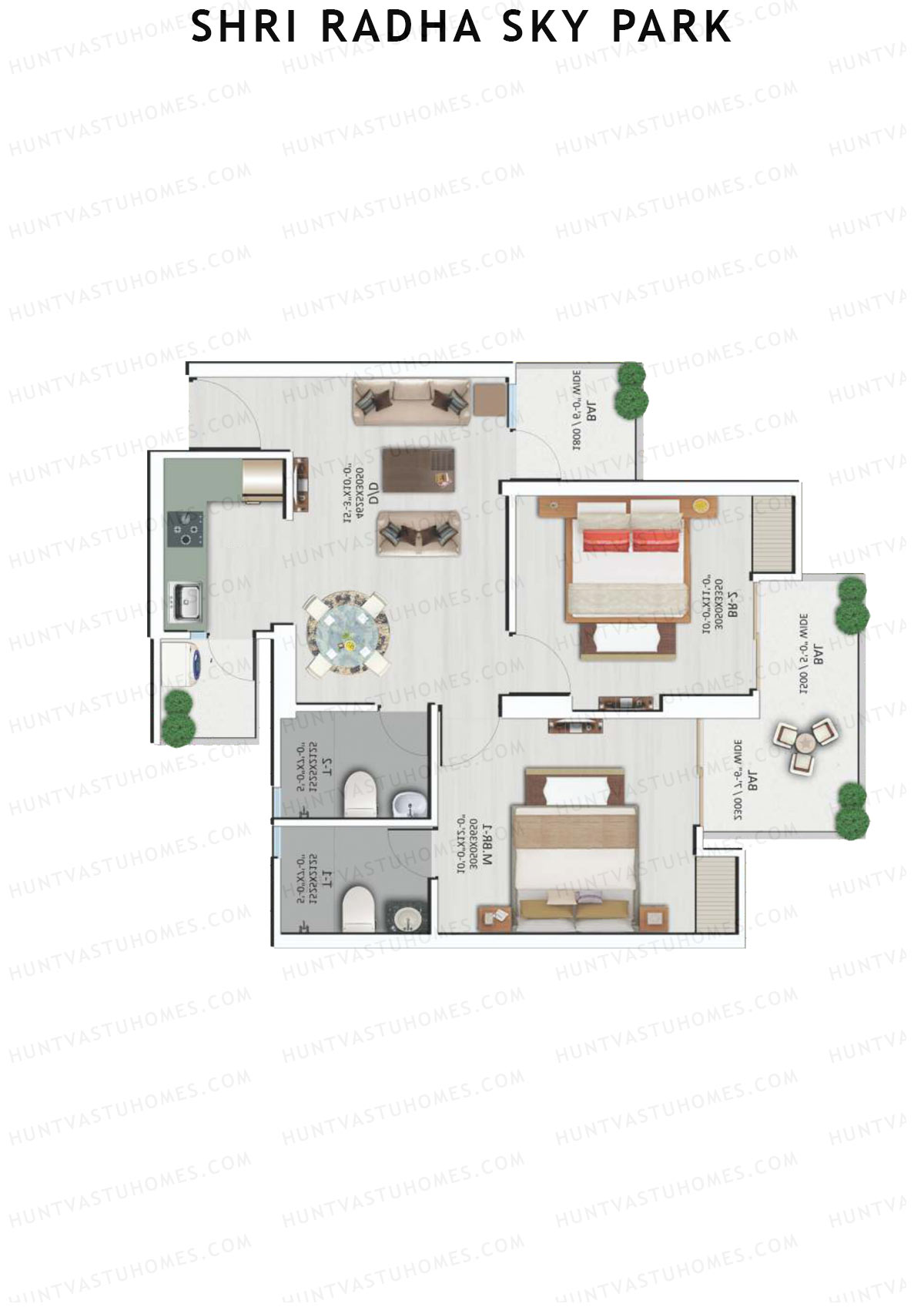 Shri Radha Sky Park Tower A5 Unit 5 (Type 1) Floor Plan