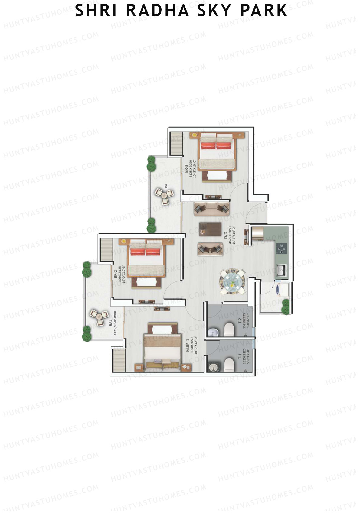 Shri Radha Sky Park Tower A5 Unit 6 (Type 1) Floor Plan