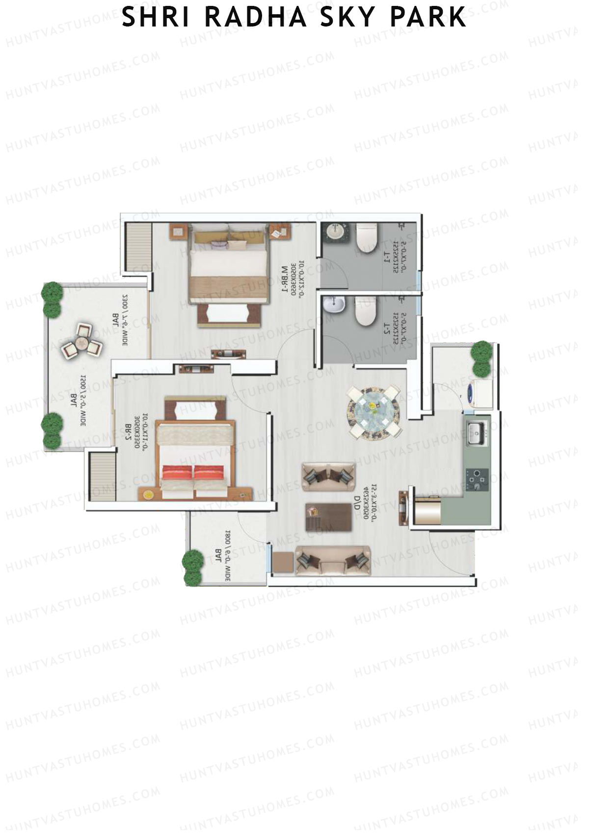 Shri Radha Sky Park Tower A5 Unit 8 (Type 1) Floor Plan